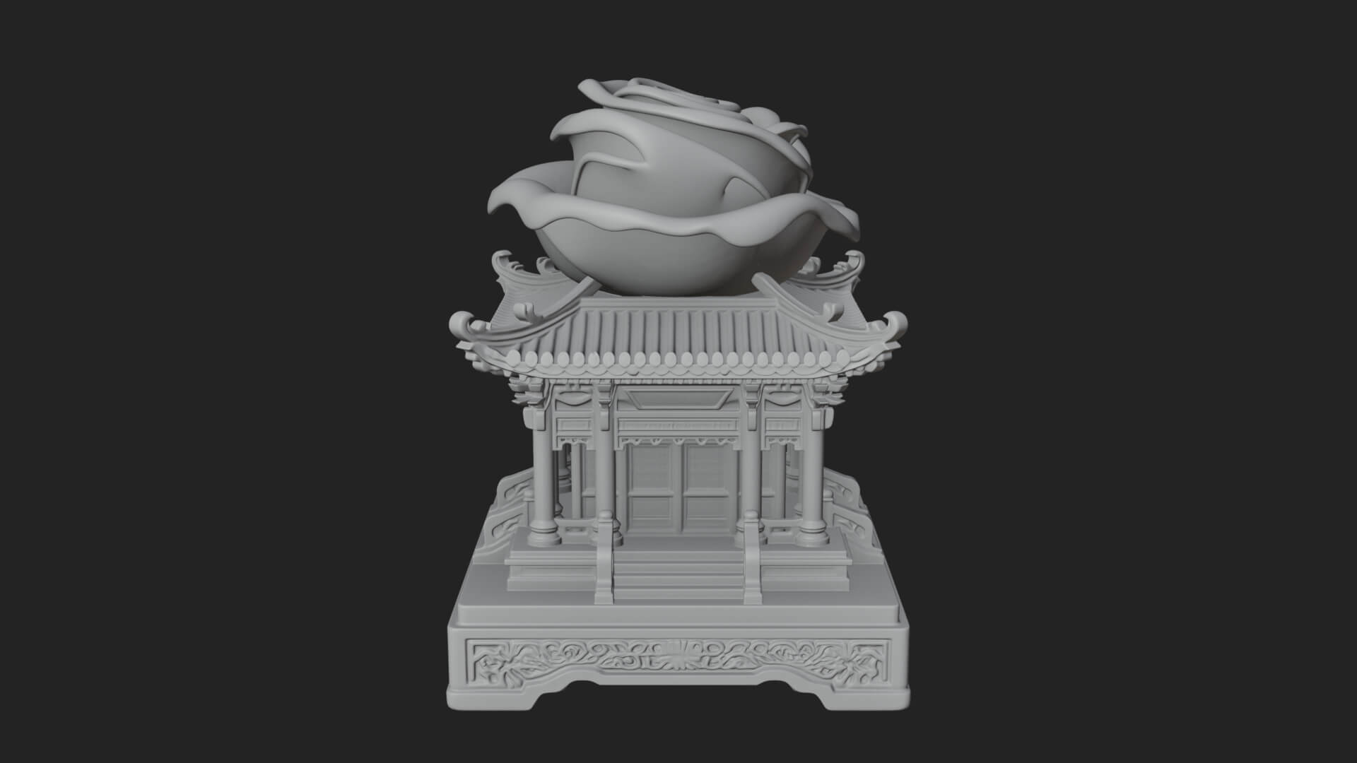 Rose Flower Pedestal Ornament Design 3 3D Print Model 3D Model