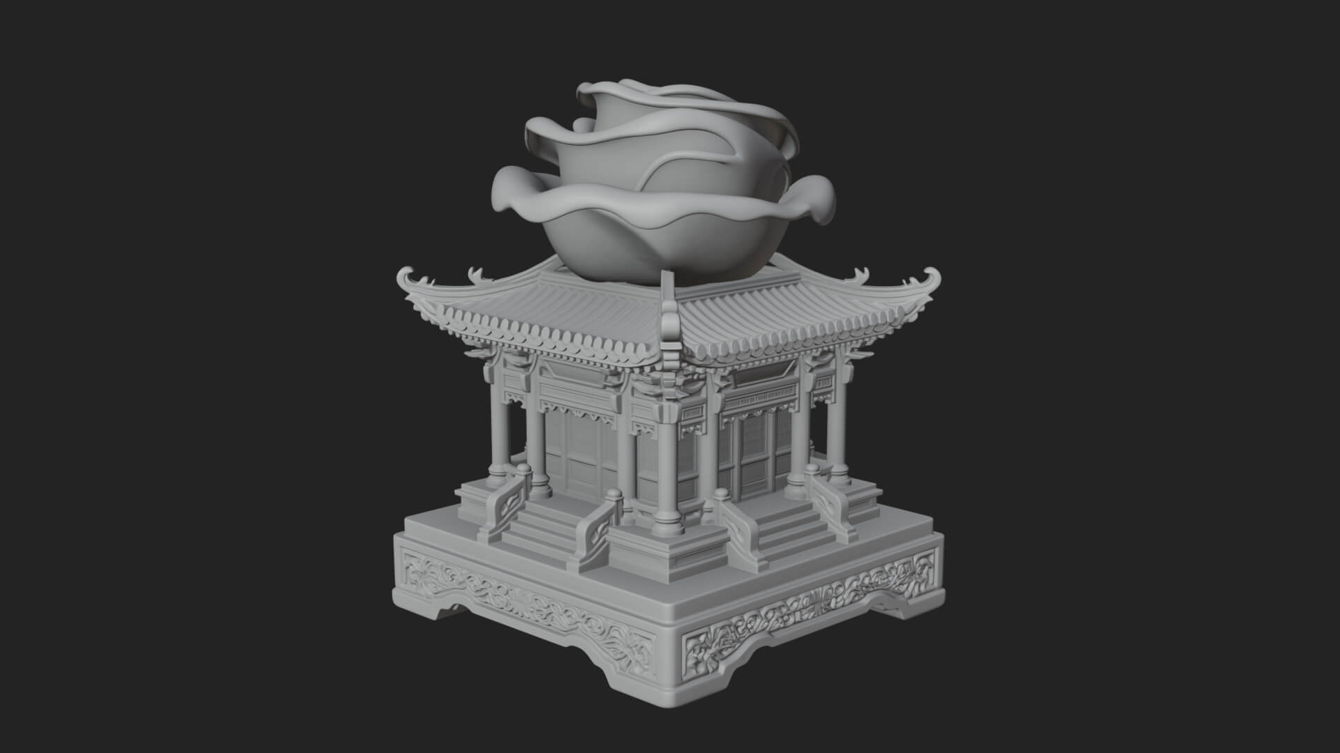Rose Flower Pedestal Ornament Design 3 3D Print Model 3D Model