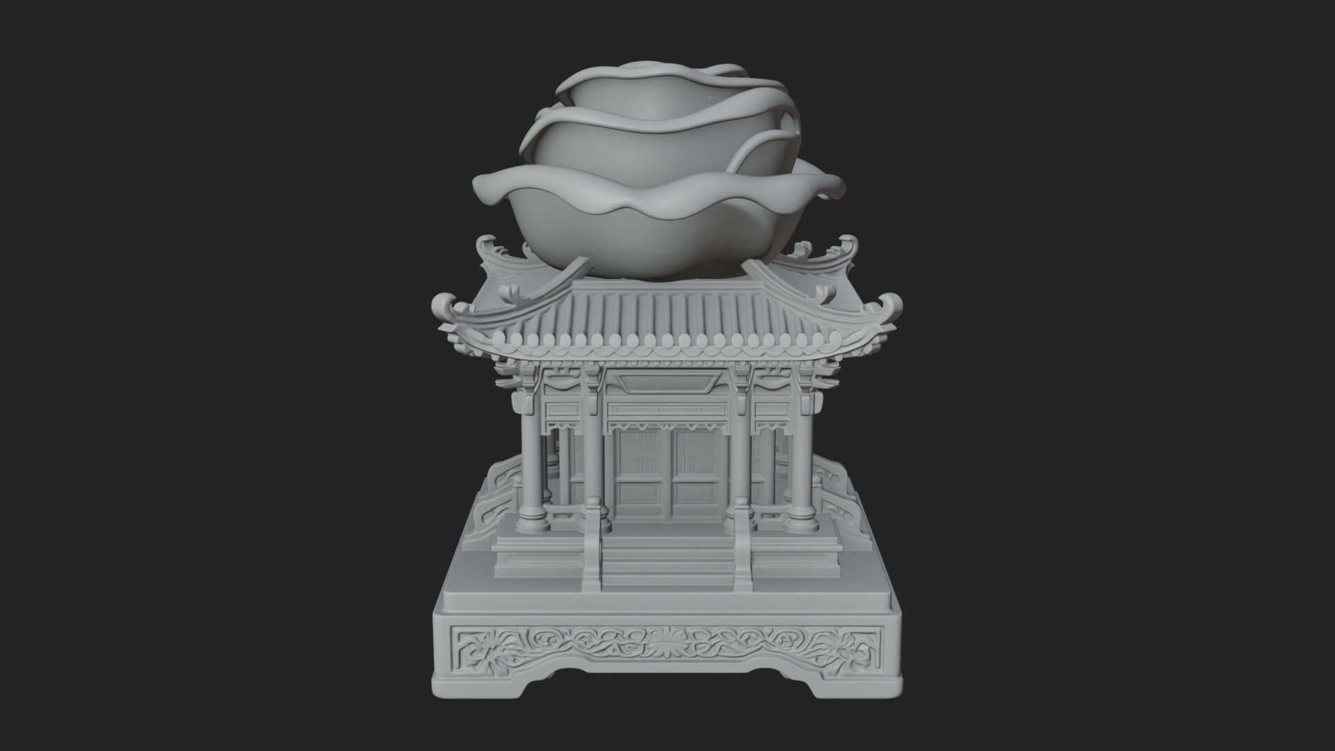 Rose Flower Pedestal Ornament Design 3 3D Print Model 3D Model