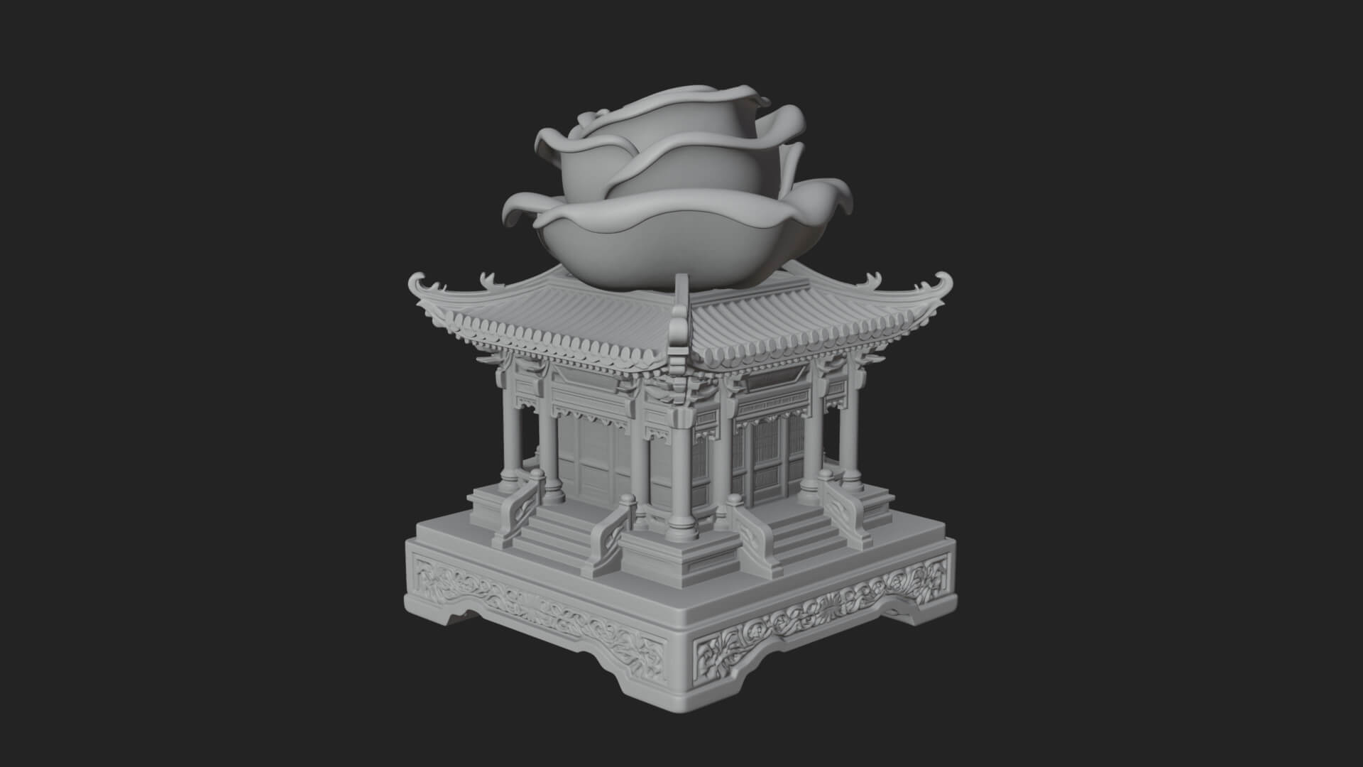 Rose Flower Pedestal Ornament Design 3 3D Print Model 3D Model