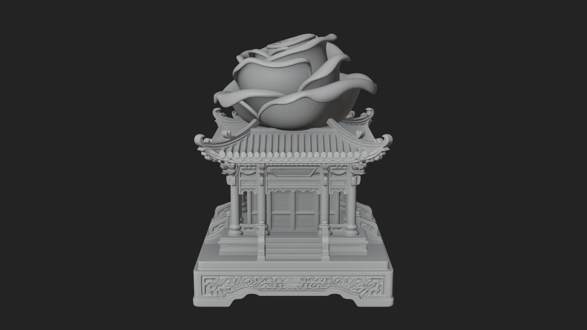 Rose Flower Pedestal Ornament Design 3 3D Print Model 3D Model
