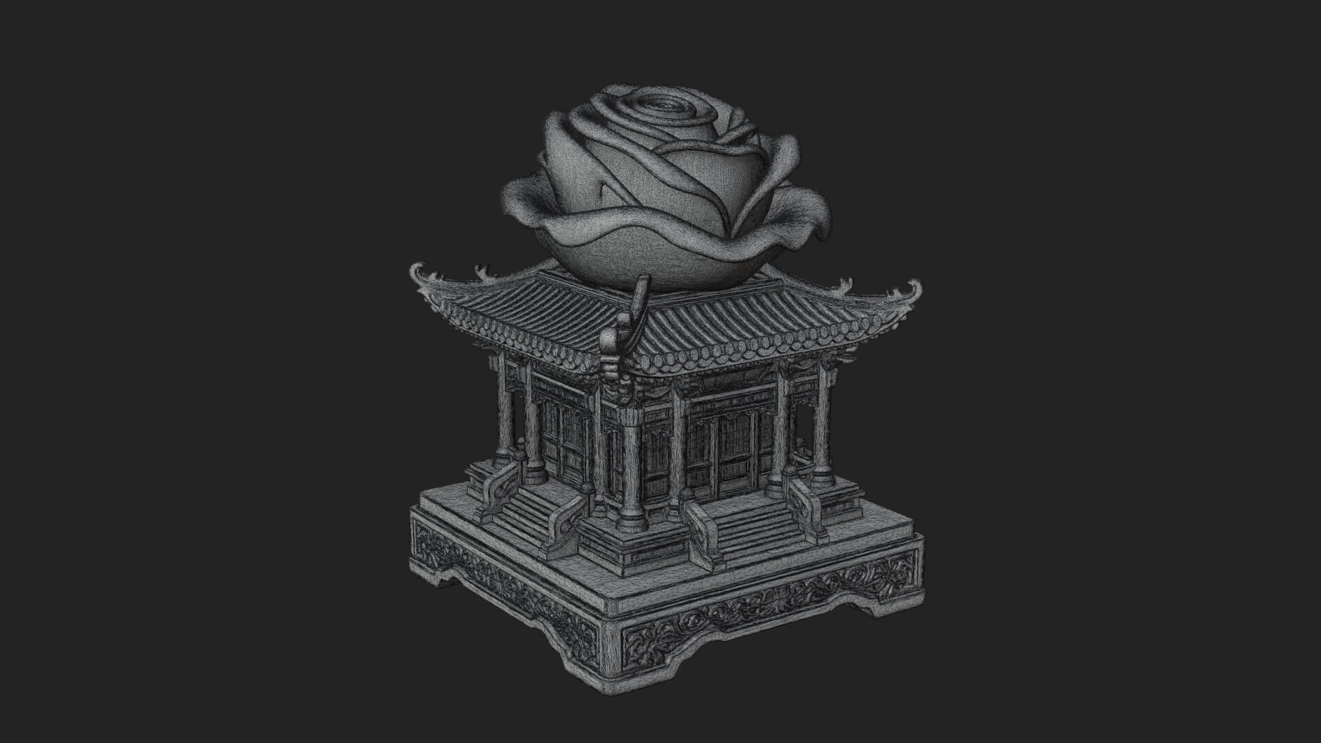 Rose Flower Pedestal Ornament Design 3 3D Print Model 3D Model
