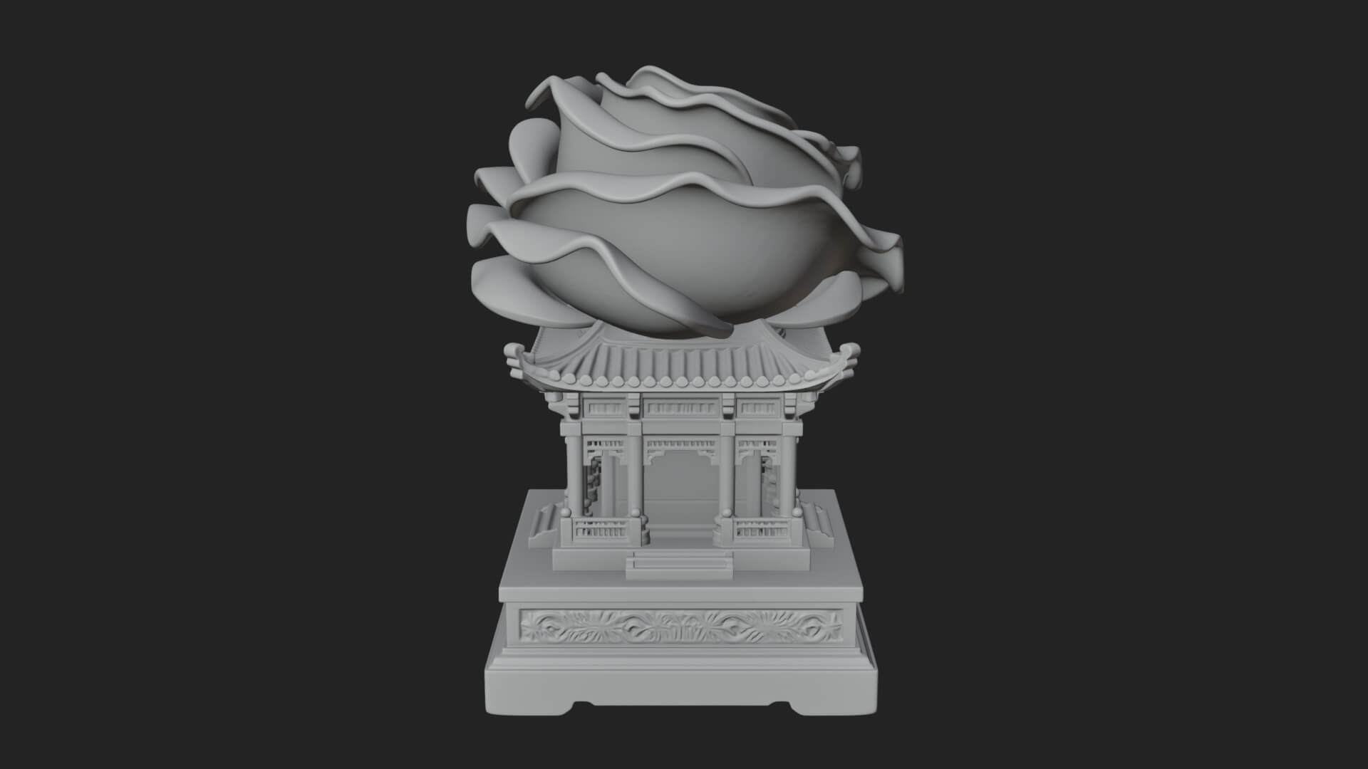 Rose Flower Pedestal Ornament Design 4 3D Print Model 3D Model