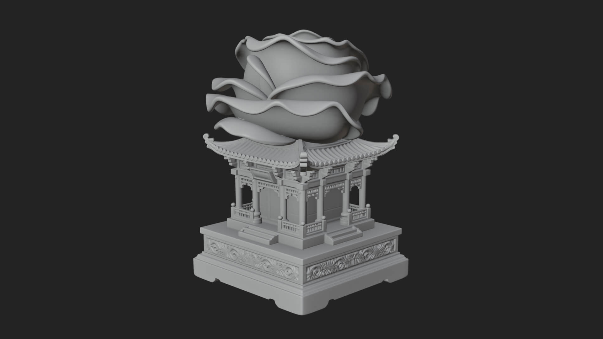 Rose Flower Pedestal Ornament Design 4 3D Print Model 3D Model