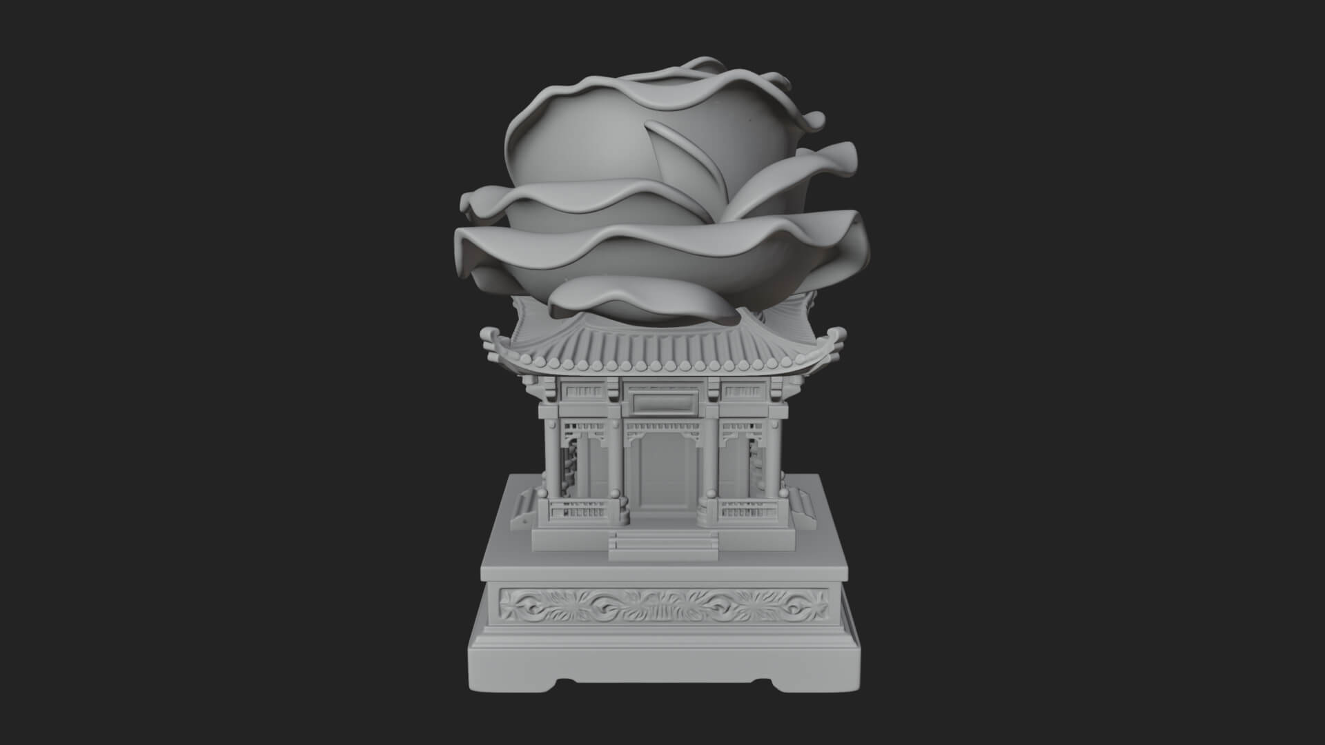 Rose Flower Pedestal Ornament Design 4 3D Print Model 3D Model