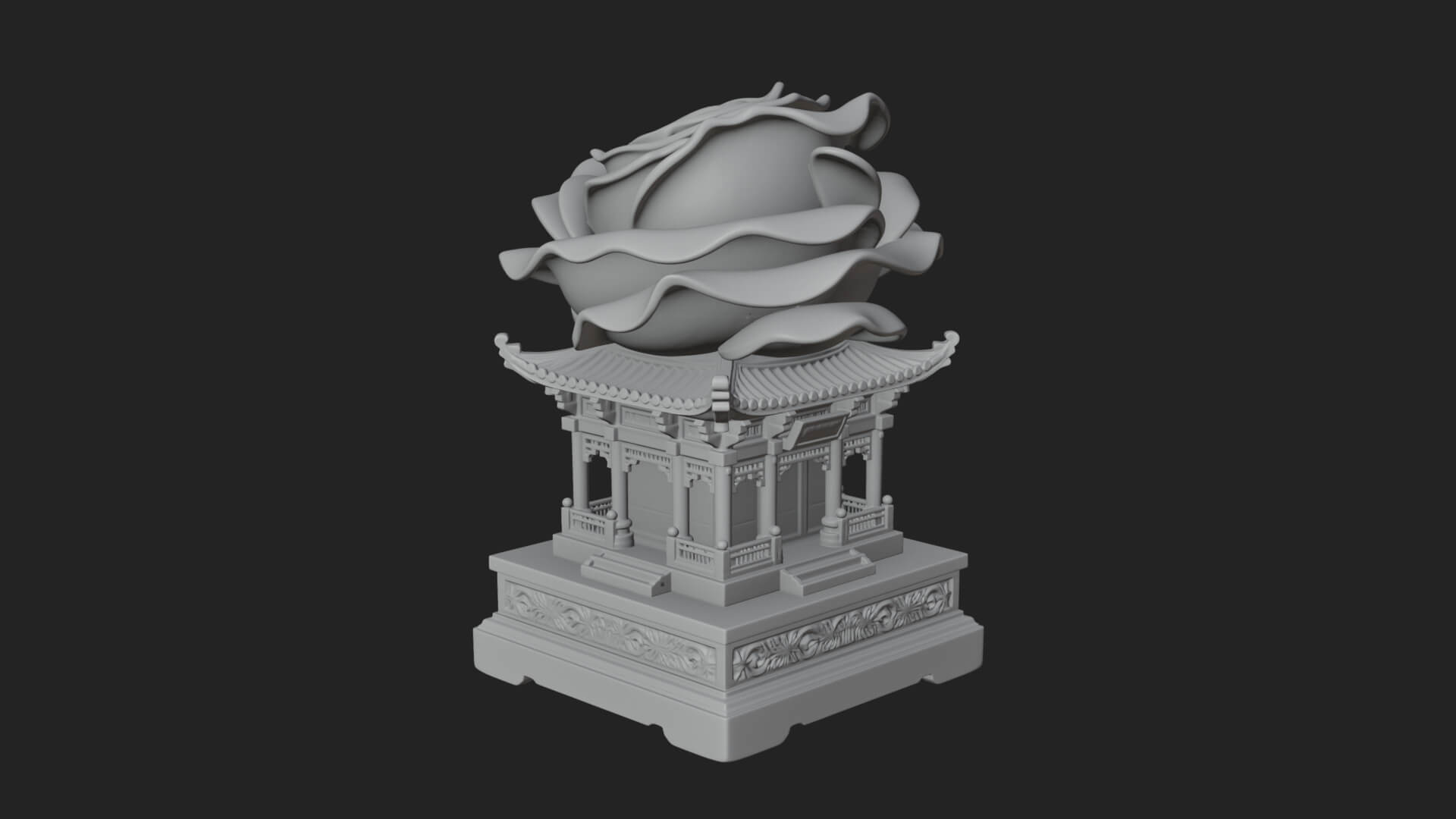 Rose Flower Pedestal Ornament Design 4 3D Print Model 3D Model
