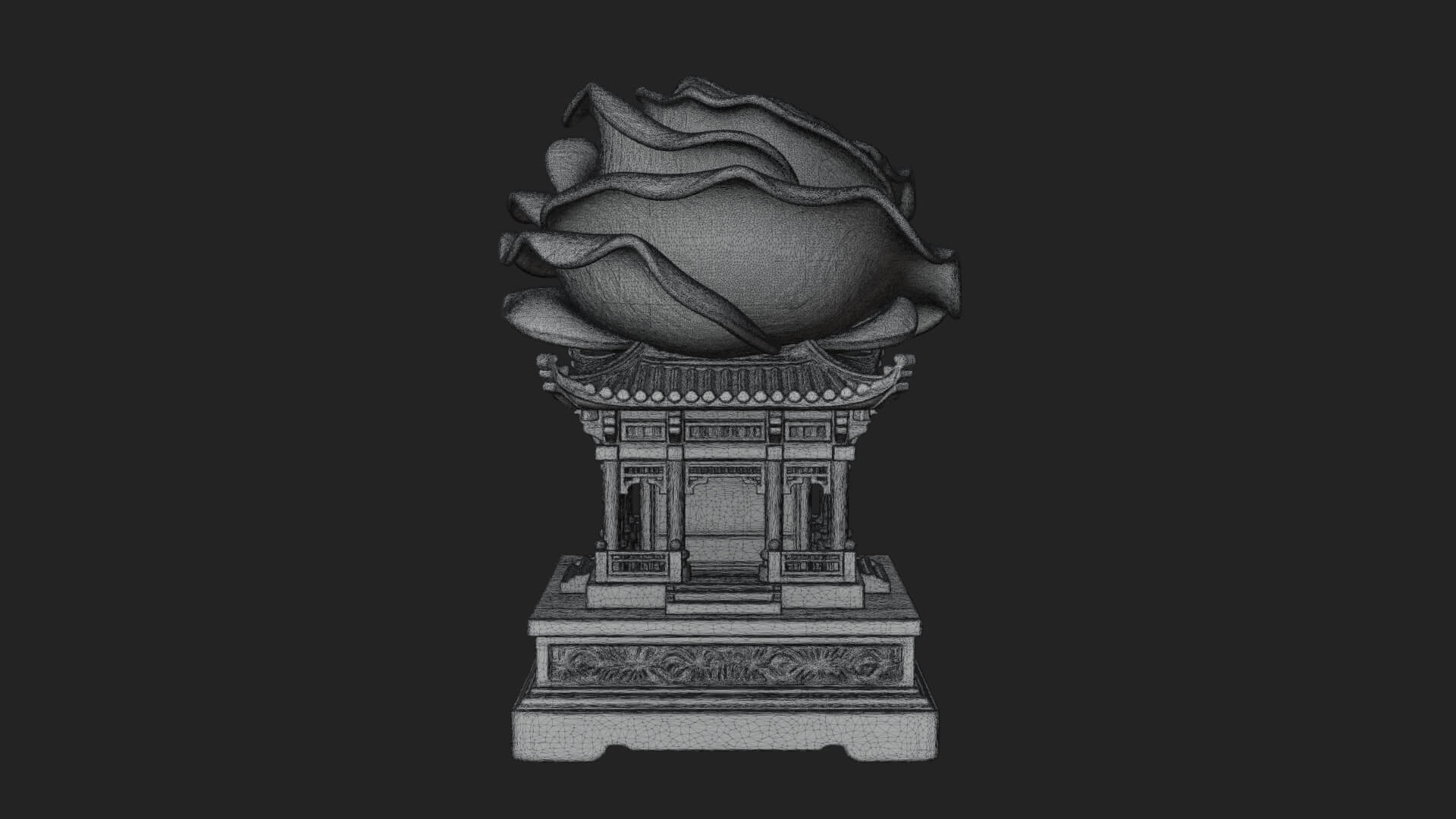 Rose Flower Pedestal Ornament Design 4 3D Print Model 3D Model