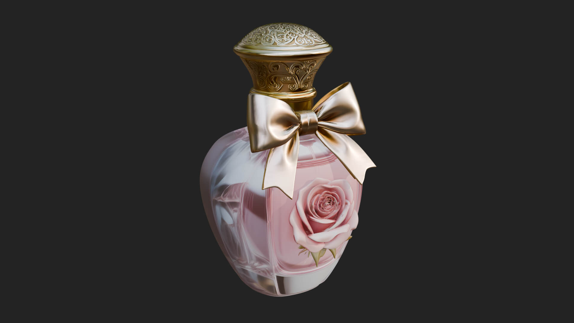 Rose Flower Scent Bottle Ornament Design 1 3D Print Model 3D Model
