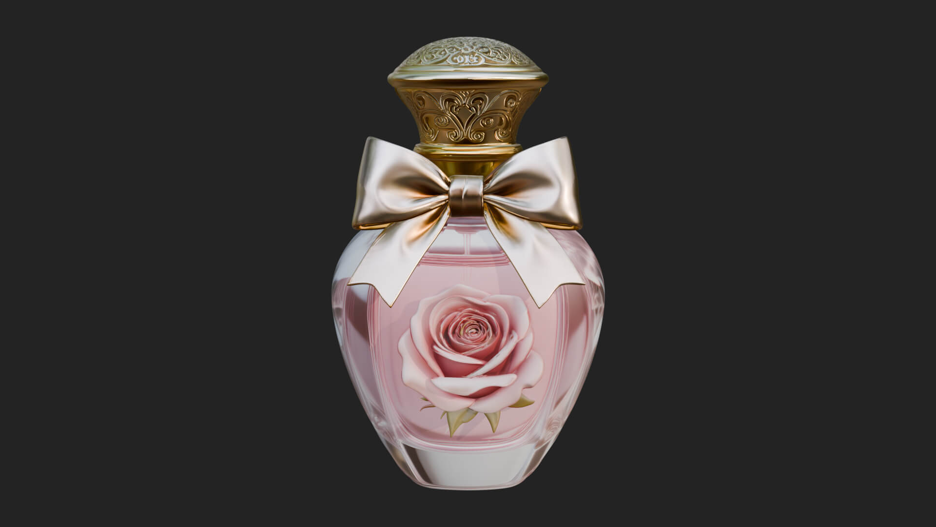 Rose Flower Scent Bottle Ornament Design 1 3D Print Model 3D Model