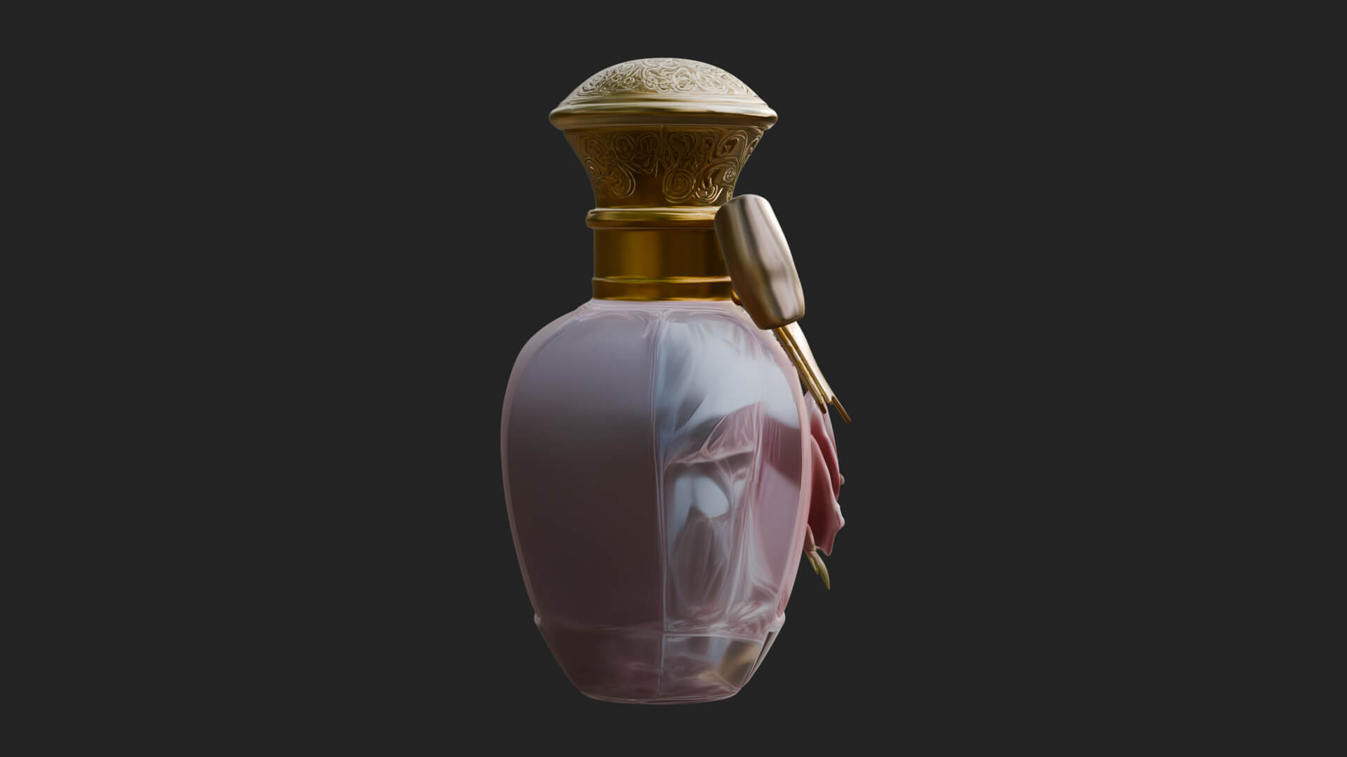 Rose Flower Scent Bottle Ornament Design 1 3D Print Model 3D Model
