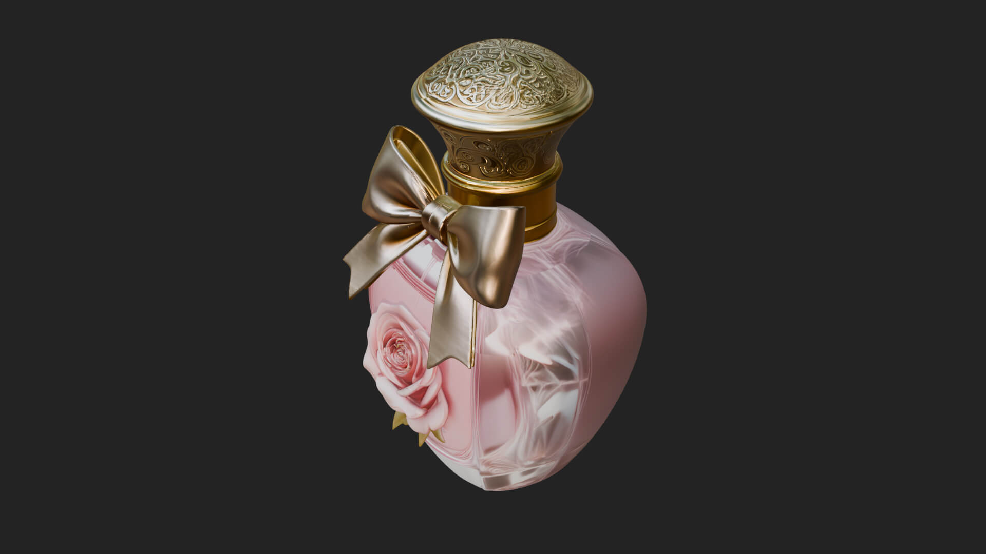 Rose Flower Scent Bottle Ornament Design 1 3D Print Model 3D Model