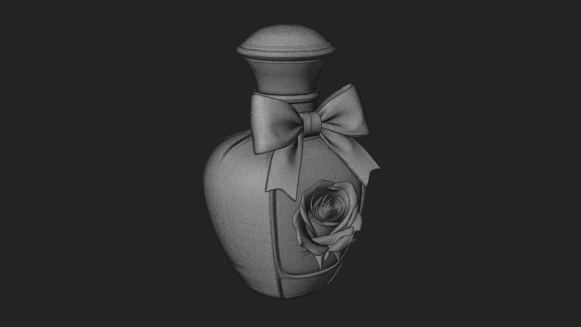 Rose Flower Scent Bottle Ornament Design 1 3D Print Model 3D Model