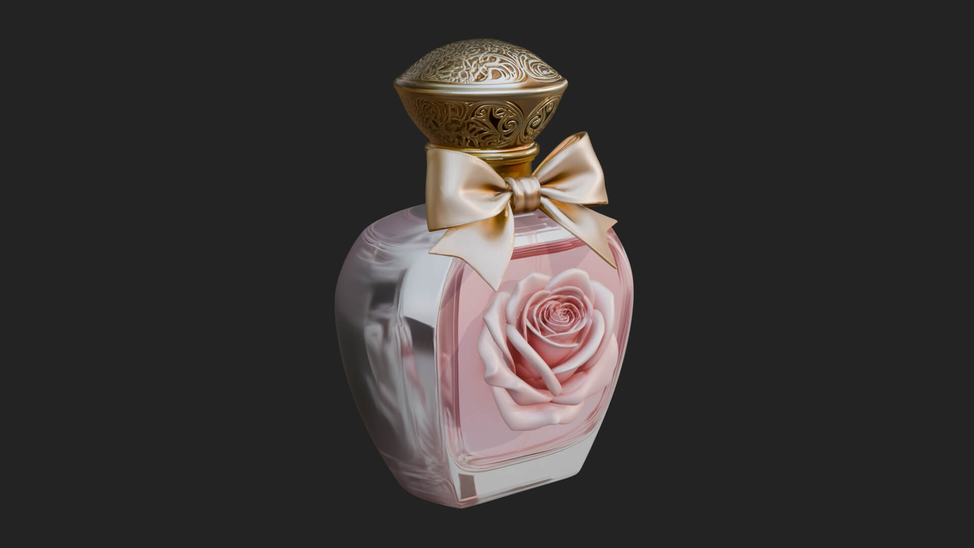 Rose Flower Scent Bottle Ornament Design 2 3D Print Model 3D Model