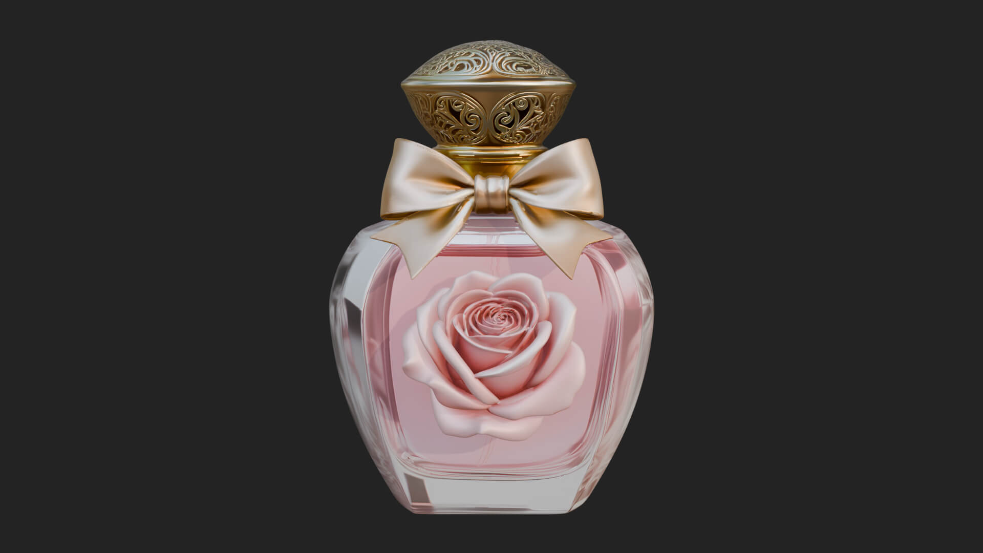 Rose Flower Scent Bottle Ornament Design 2 3D Print Model 3D Model