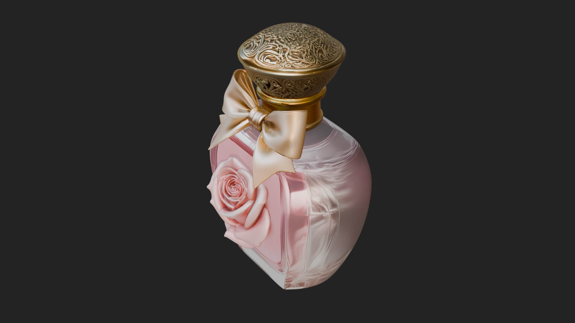Rose Flower Scent Bottle Ornament Design 2 3D Print Model 3D Model