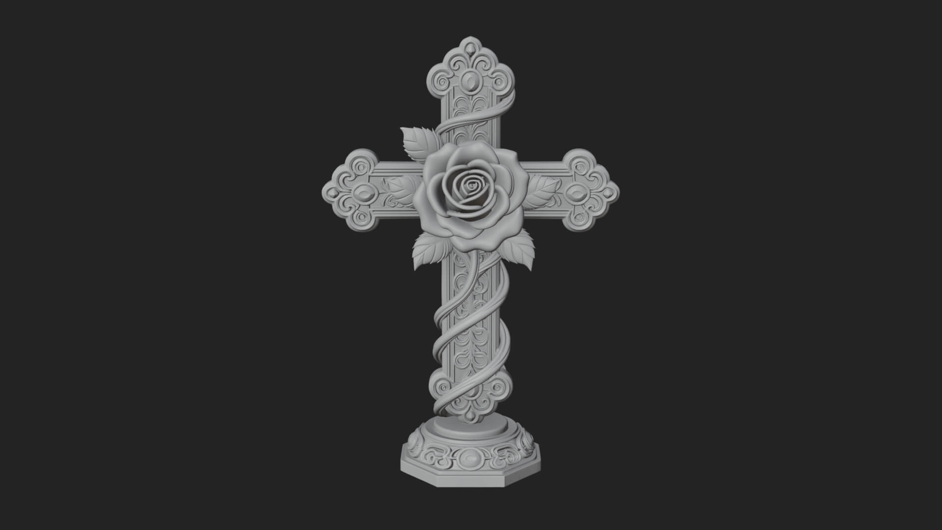 Rose Flower Vine Cross Model Design 1 3D Print Model 3D Model