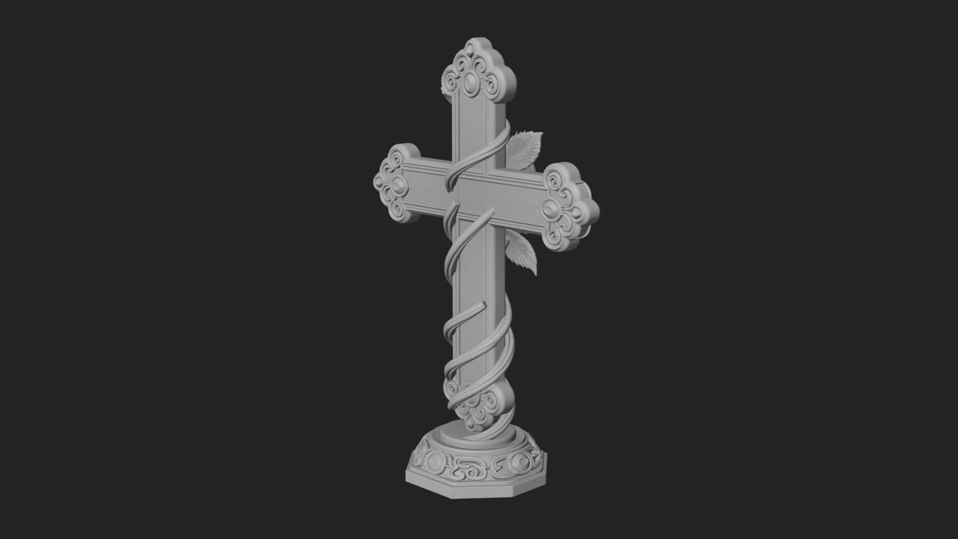 Rose Flower Vine Cross Model Design 1 3D Print Model 3D Model