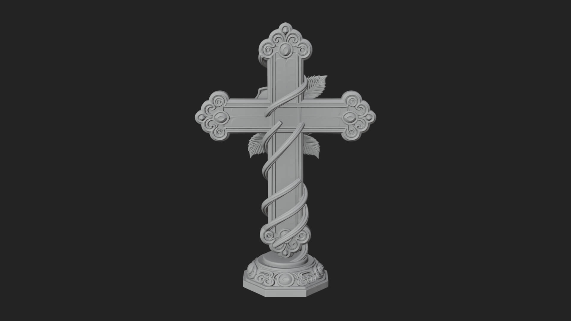 Rose Flower Vine Cross Model Design 1 3D Print Model 3D Model