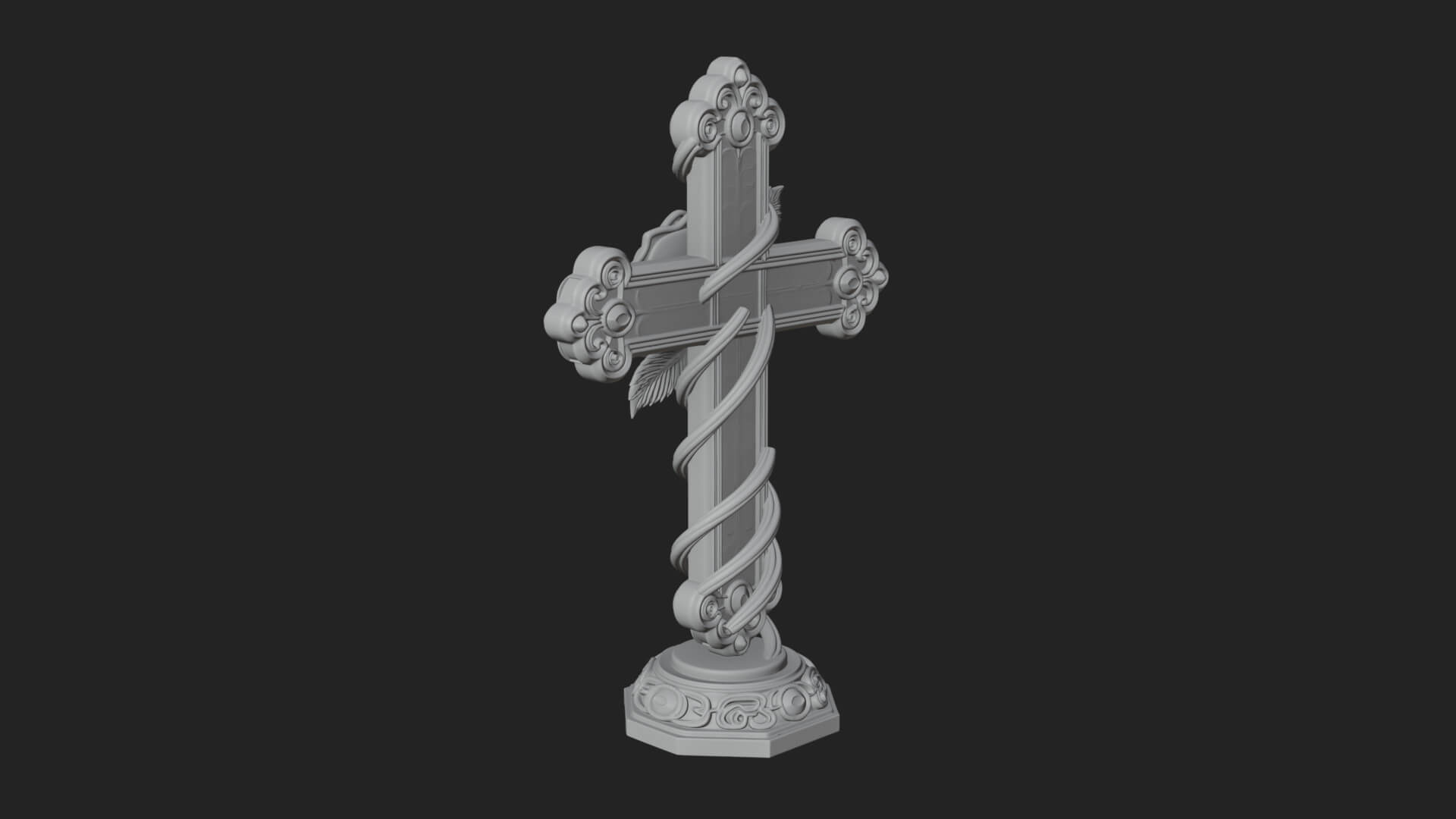 Rose Flower Vine Cross Model Design 1 3D Print Model 3D Model