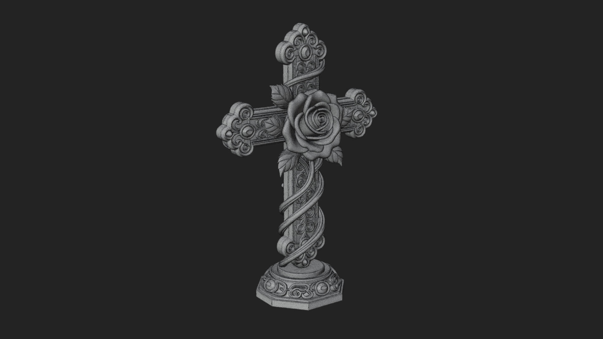 Rose Flower Vine Cross Model Design 1 3D Print Model 3D Model