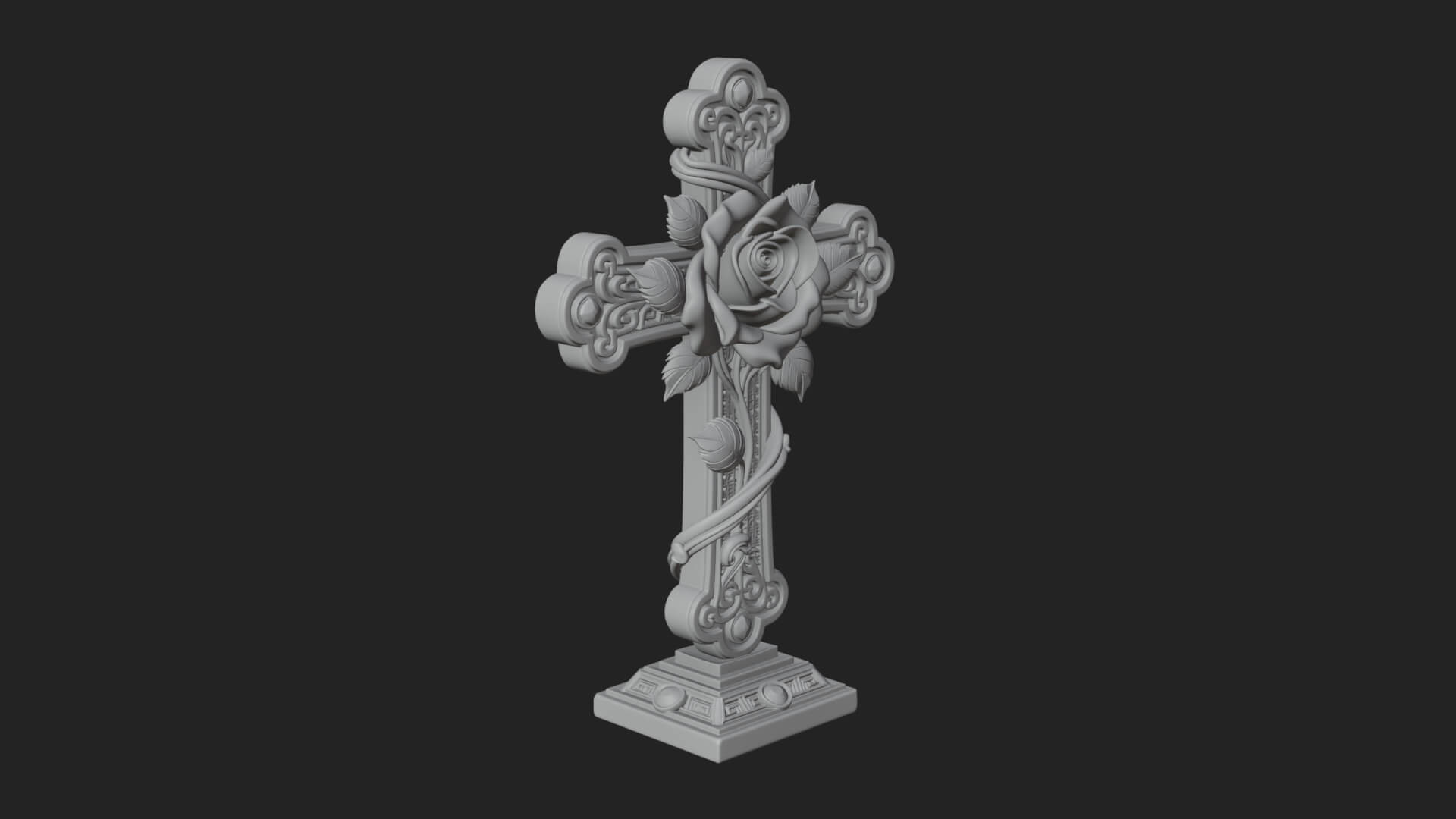 Rose Flower Vine Cross Model Design 2 3D Print Model 3D Model