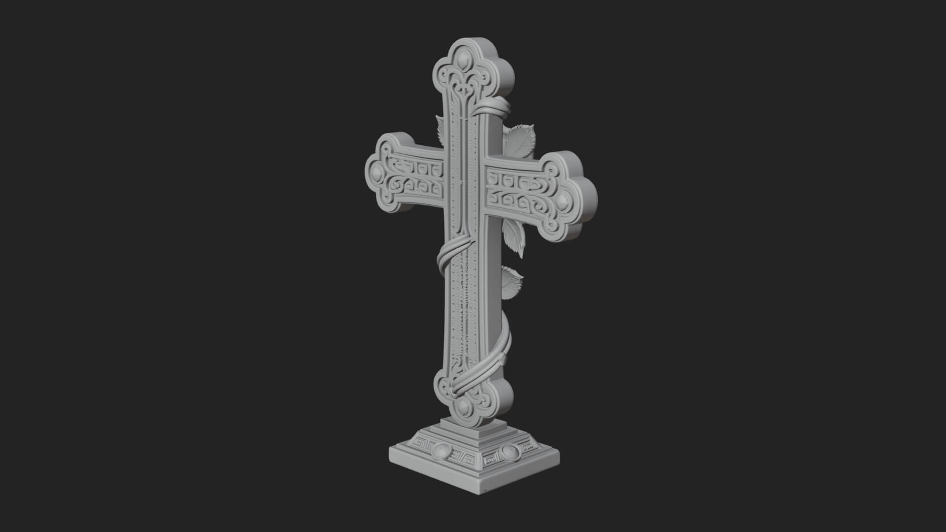 Rose Flower Vine Cross Model Design 2 3D Print Model 3D Model
