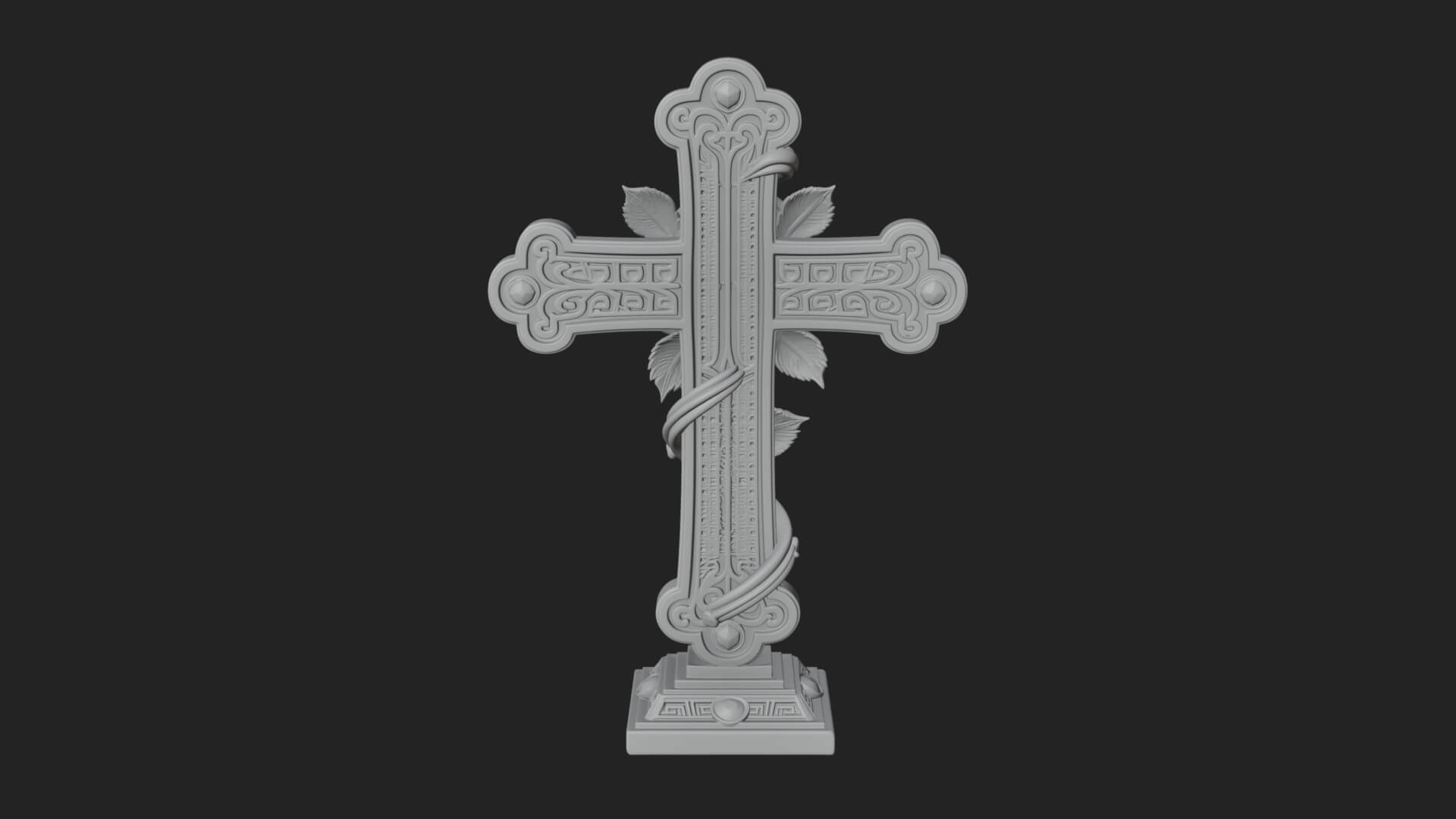 Rose Flower Vine Cross Model Design 2 3D Print Model 3D Model
