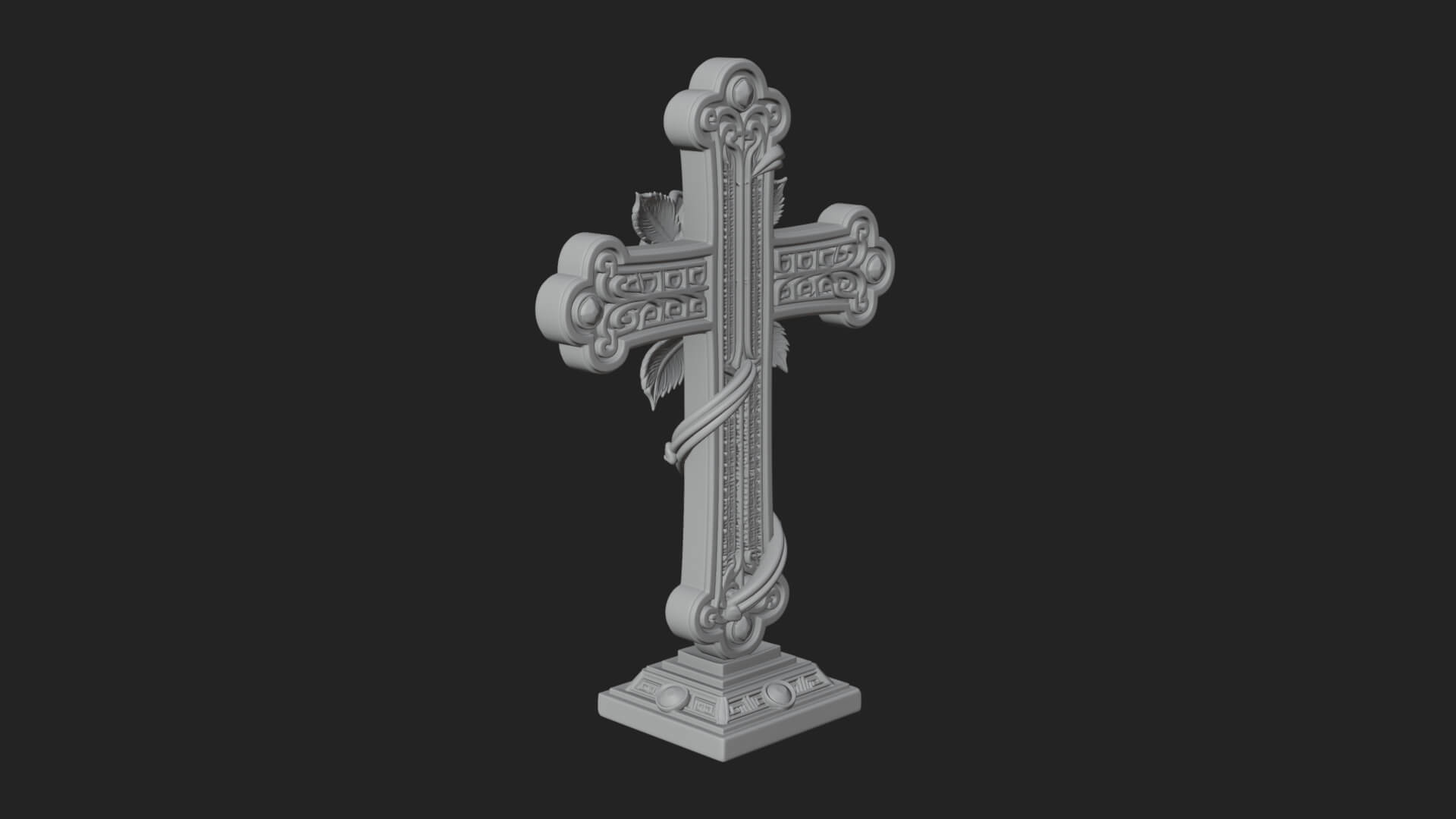 Rose Flower Vine Cross Model Design 2 3D Print Model 3D Model