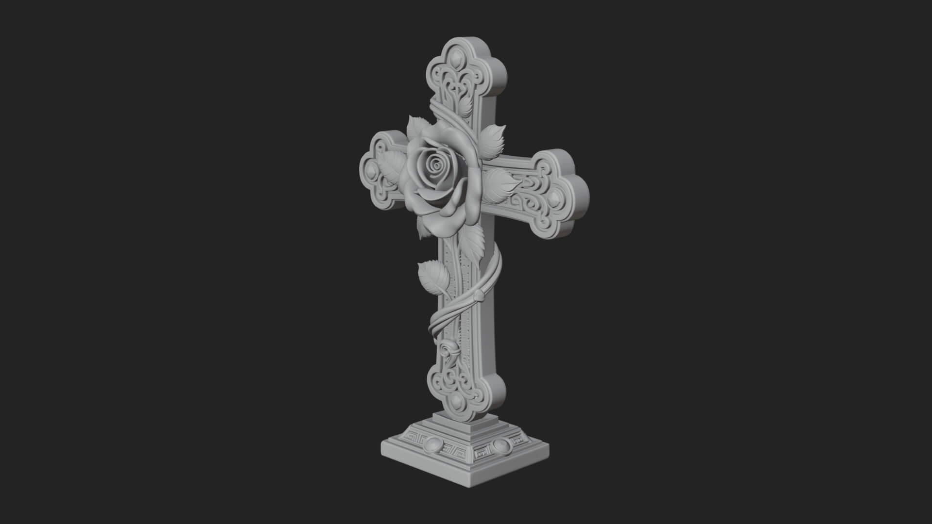 Rose Flower Vine Cross Model Design 2 3D Print Model 3D Model