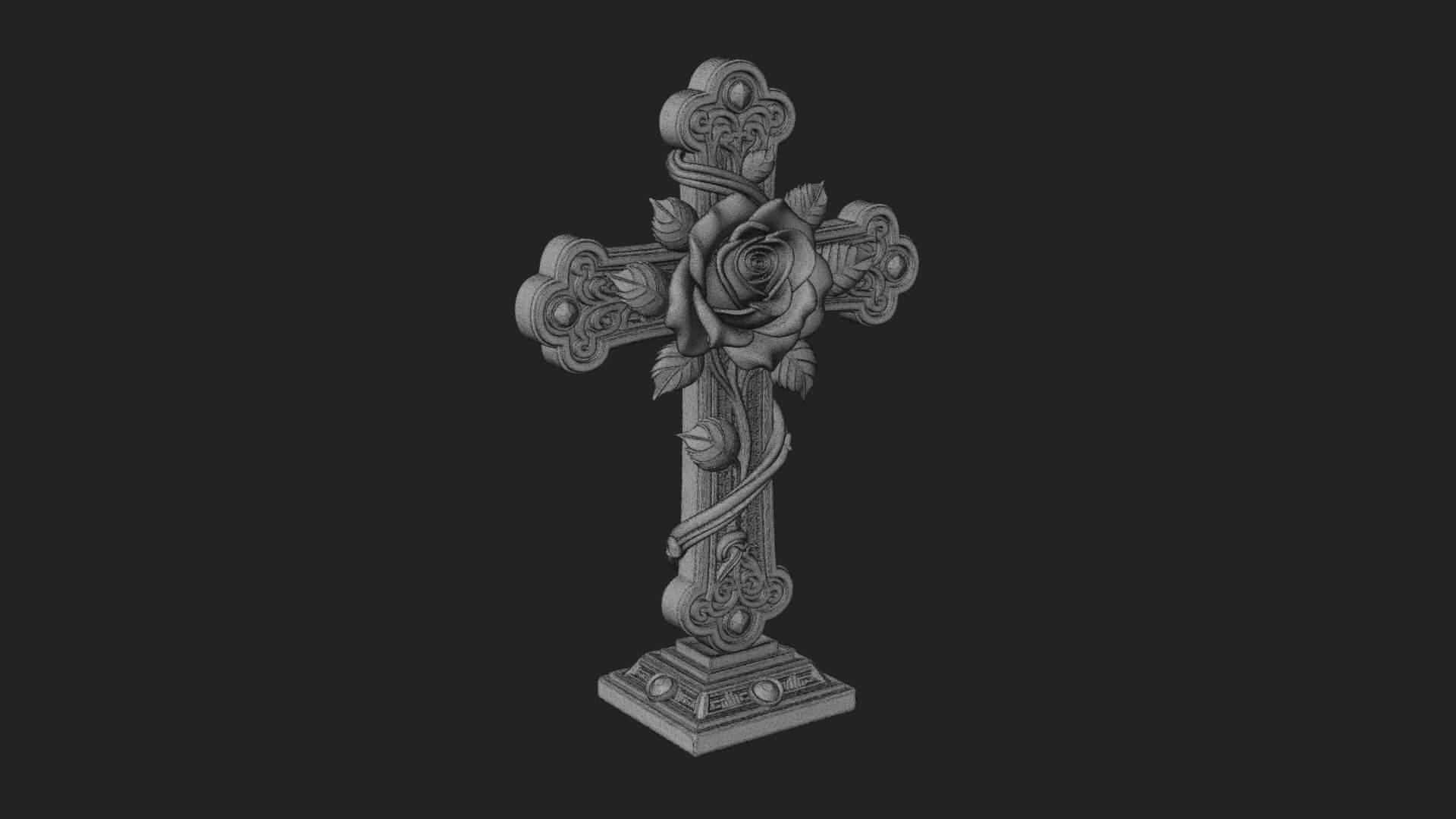 Rose Flower Vine Cross Model Design 2 3D Print Model 3D Model