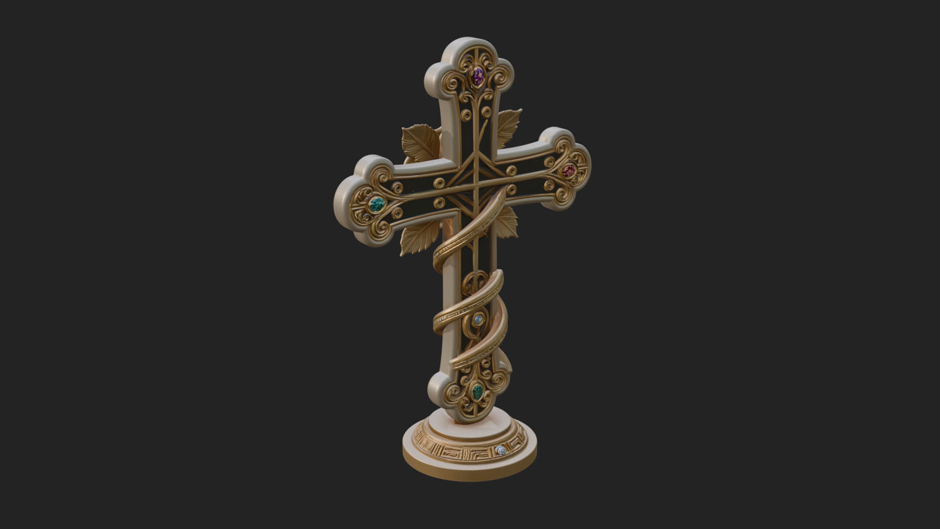Rose Flower Vine Cross Model Design 3 3D Print Model 3D Model