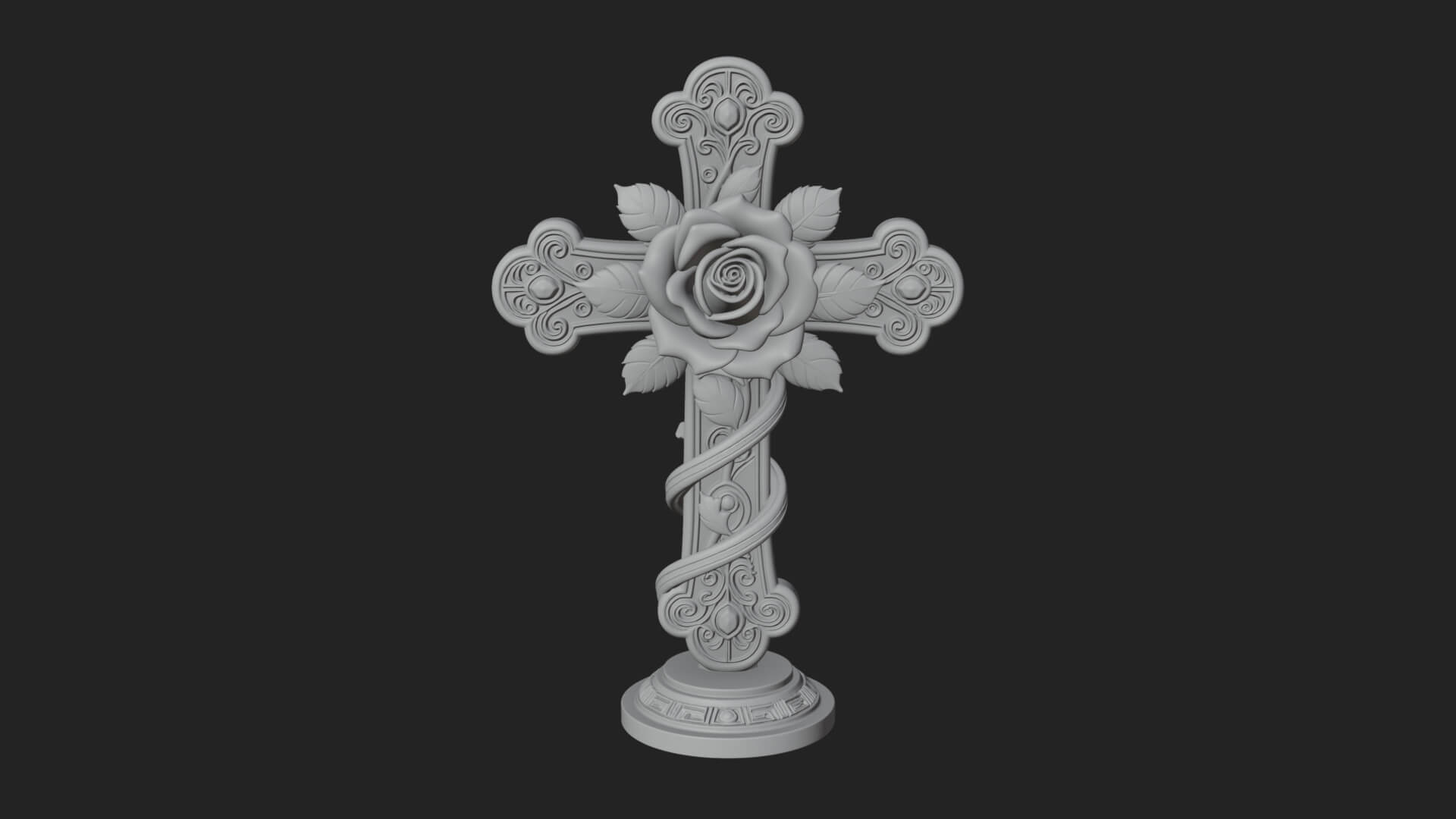 Rose Flower Vine Cross Model Design 3 3D Print Model 3D Model