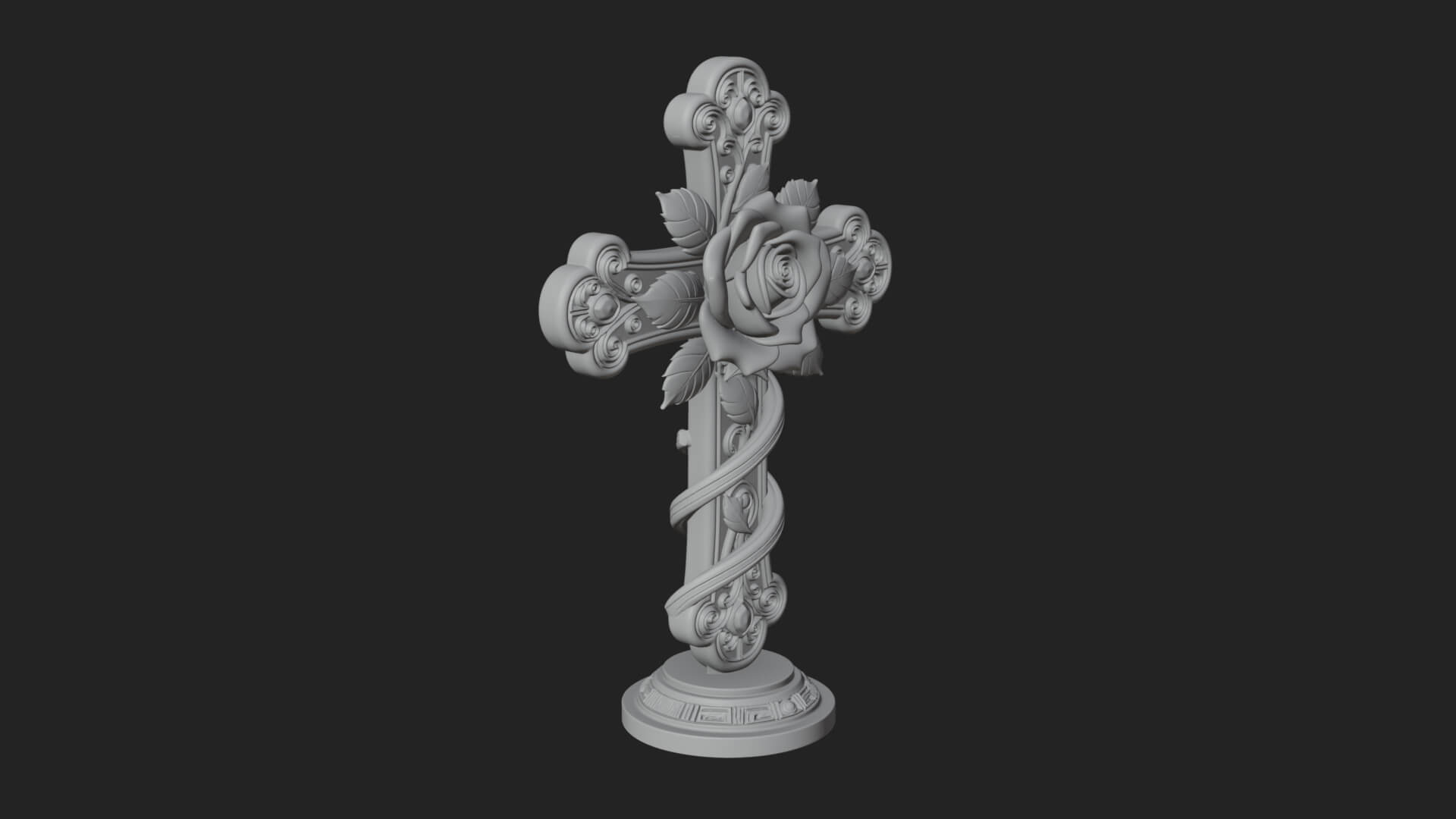 Rose Flower Vine Cross Model Design 3 3D Print Model 3D Model