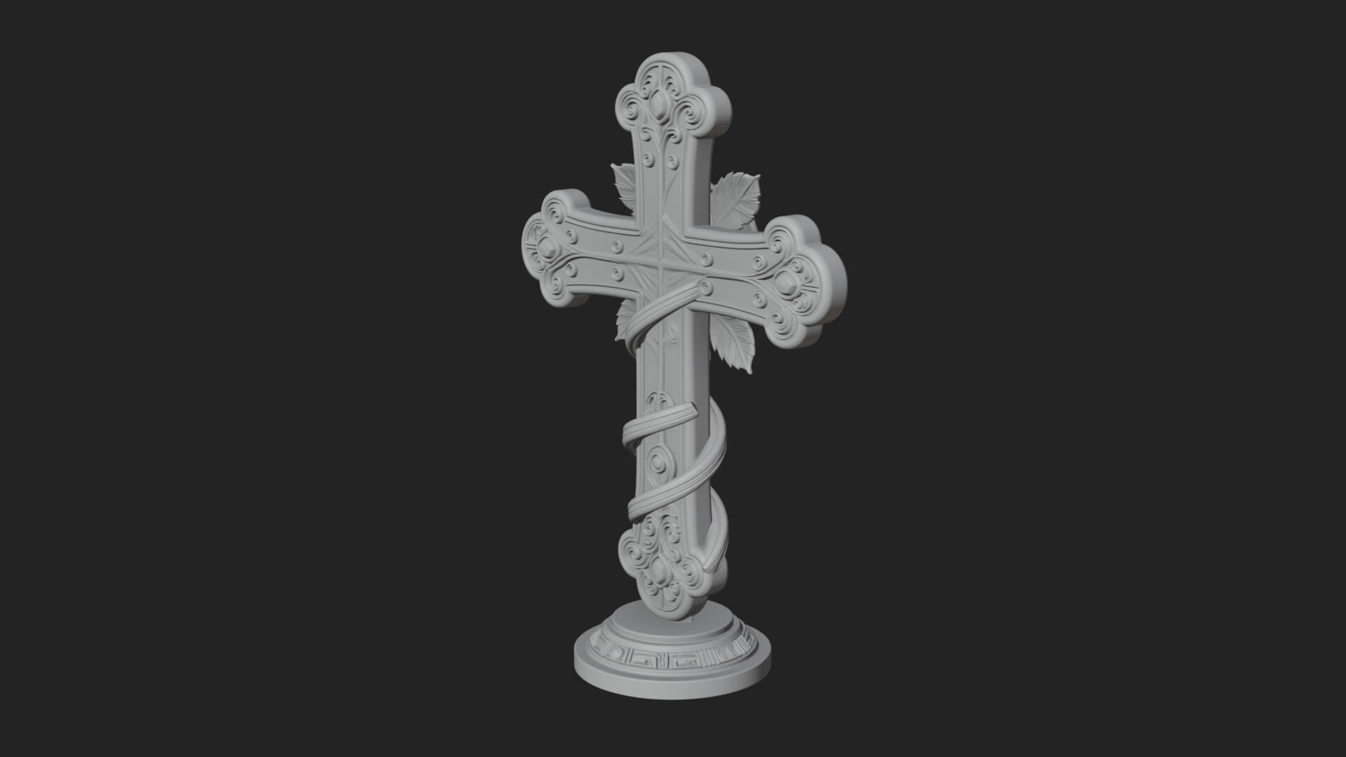 Rose Flower Vine Cross Model Design 3 3D Print Model 3D Model
