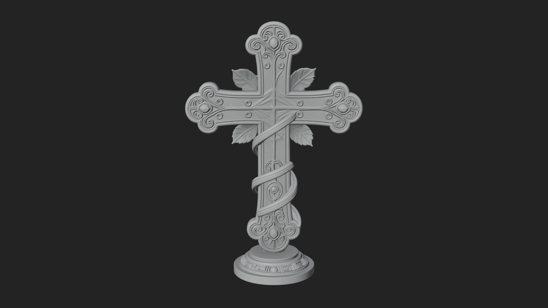 Rose Flower Vine Cross Model Design 3 3D Print Model 3D Model