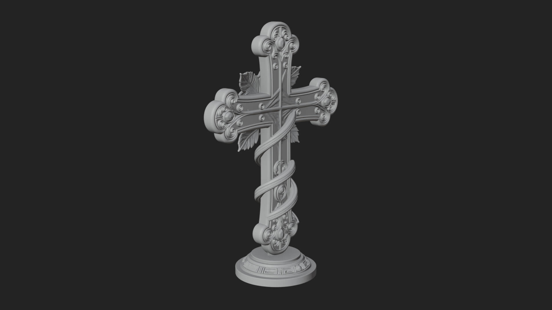 Rose Flower Vine Cross Model Design 3 3D Print Model 3D Model