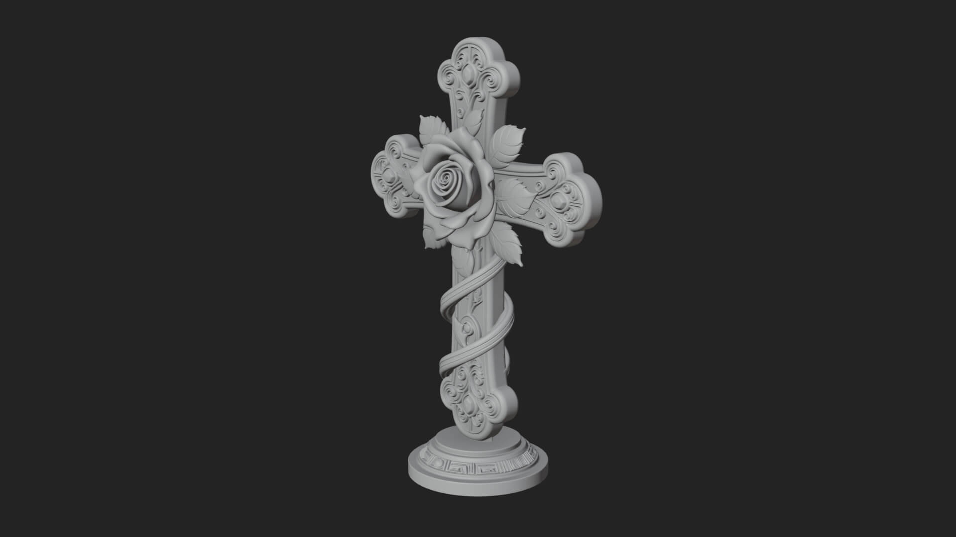 Rose Flower Vine Cross Model Design 3 3D Print Model 3D Model