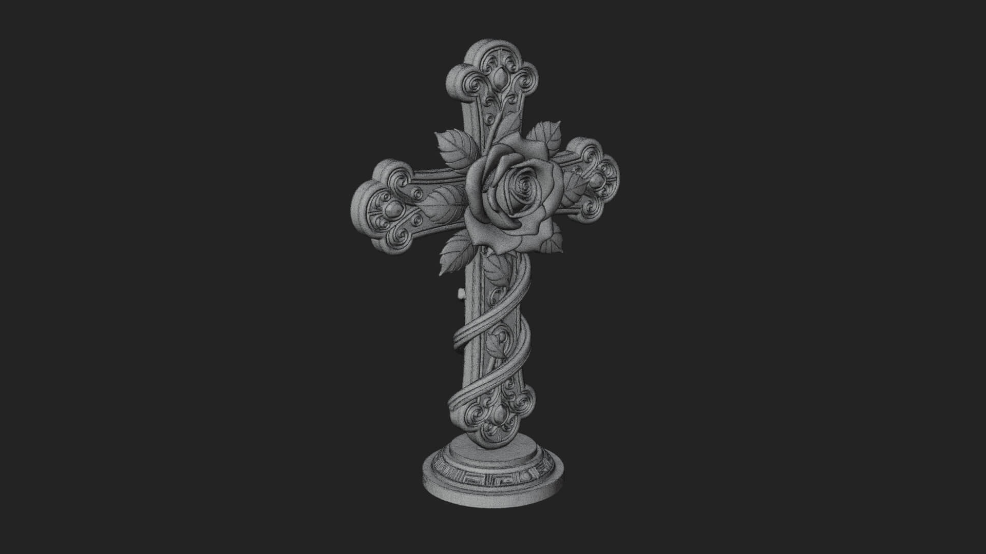 Rose Flower Vine Cross Model Design 3 3D Print Model 3D Model