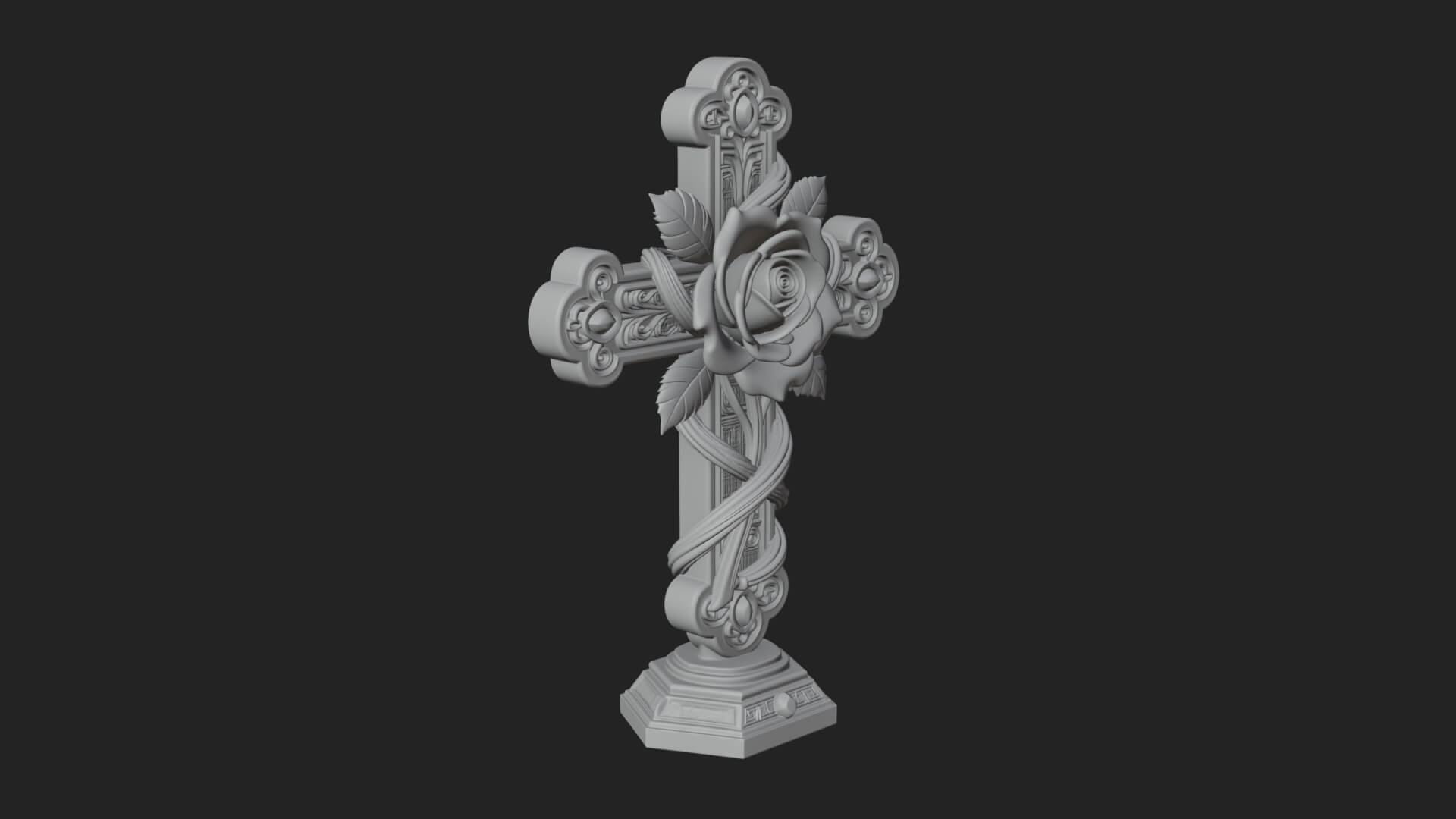 Rose Flower Vine Cross Model Design 4 3D Print Model 3D Model