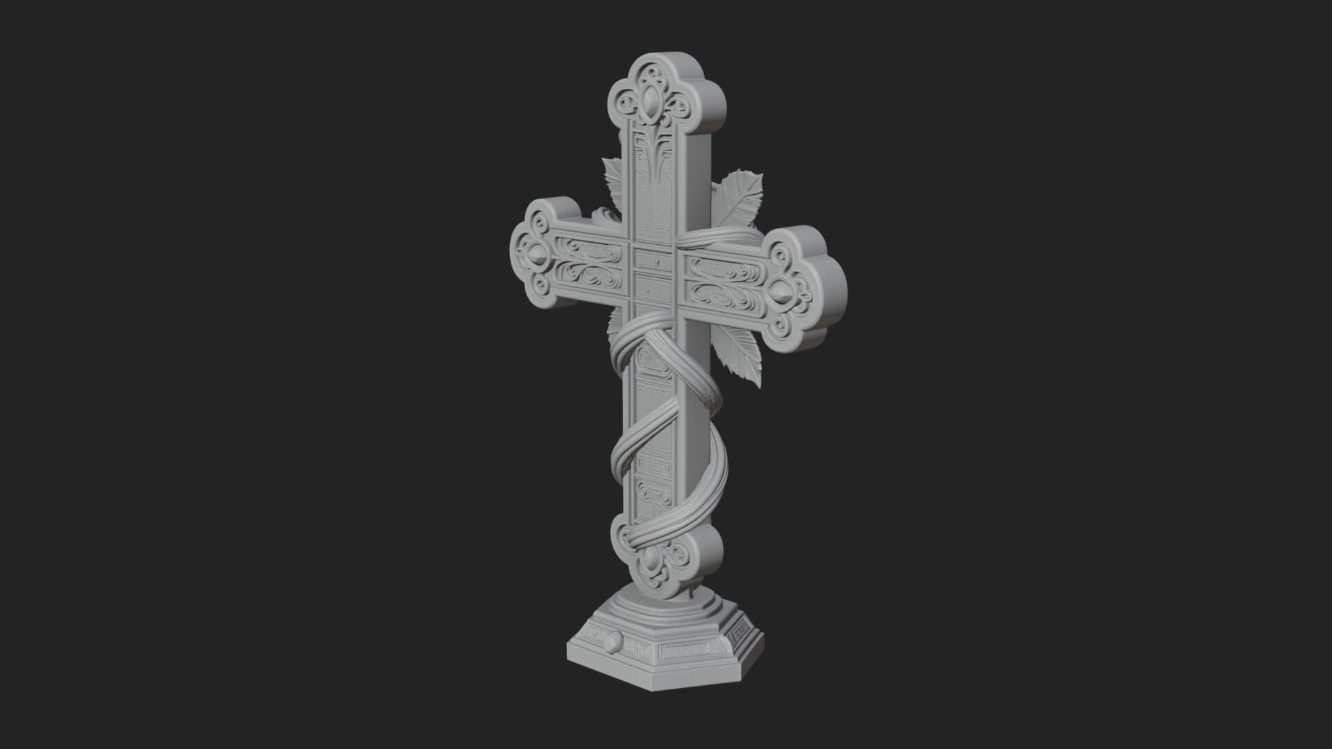Rose Flower Vine Cross Model Design 4 3D Print Model 3D Model
