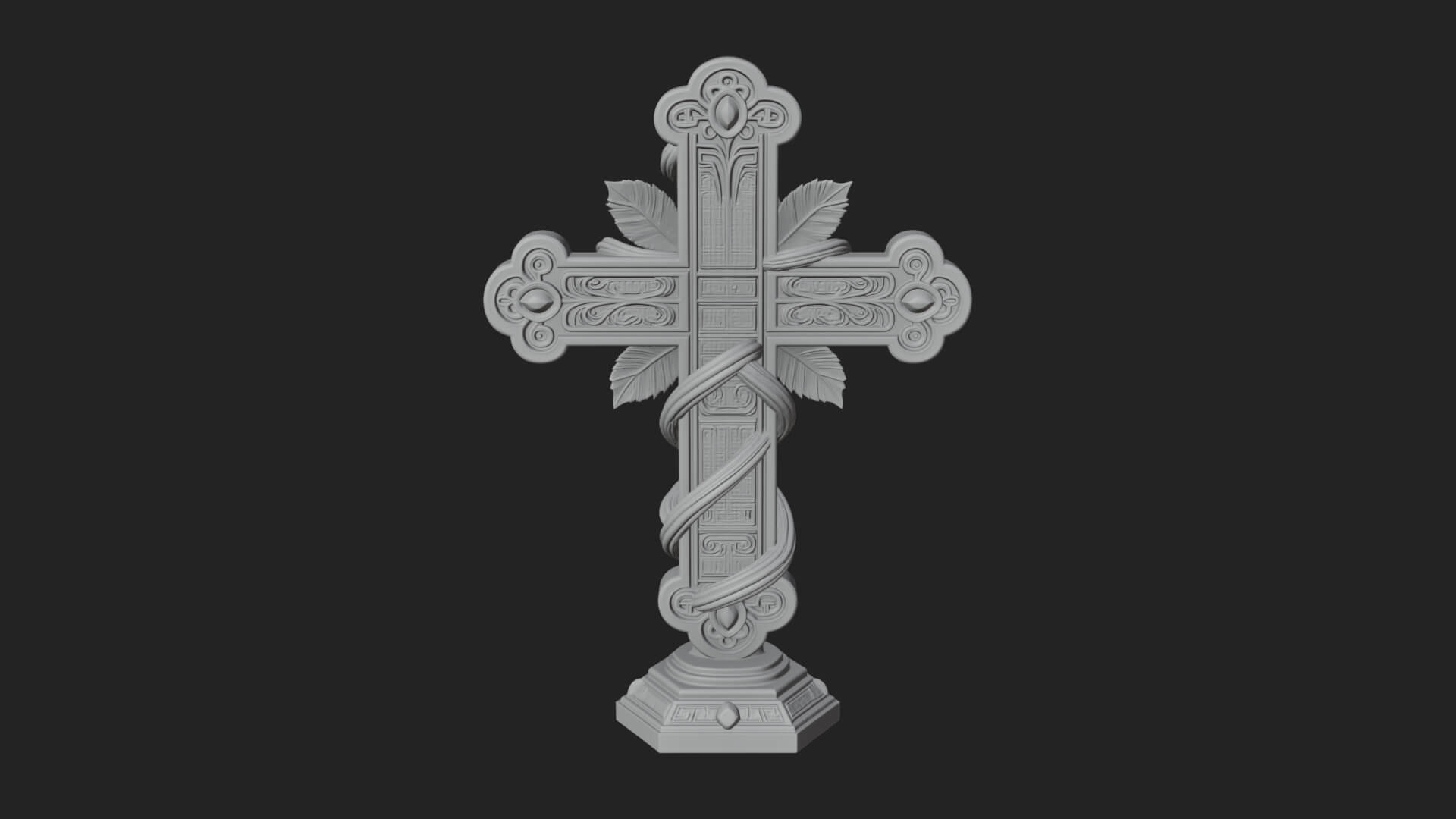 Rose Flower Vine Cross Model Design 4 3D Print Model 3D Model