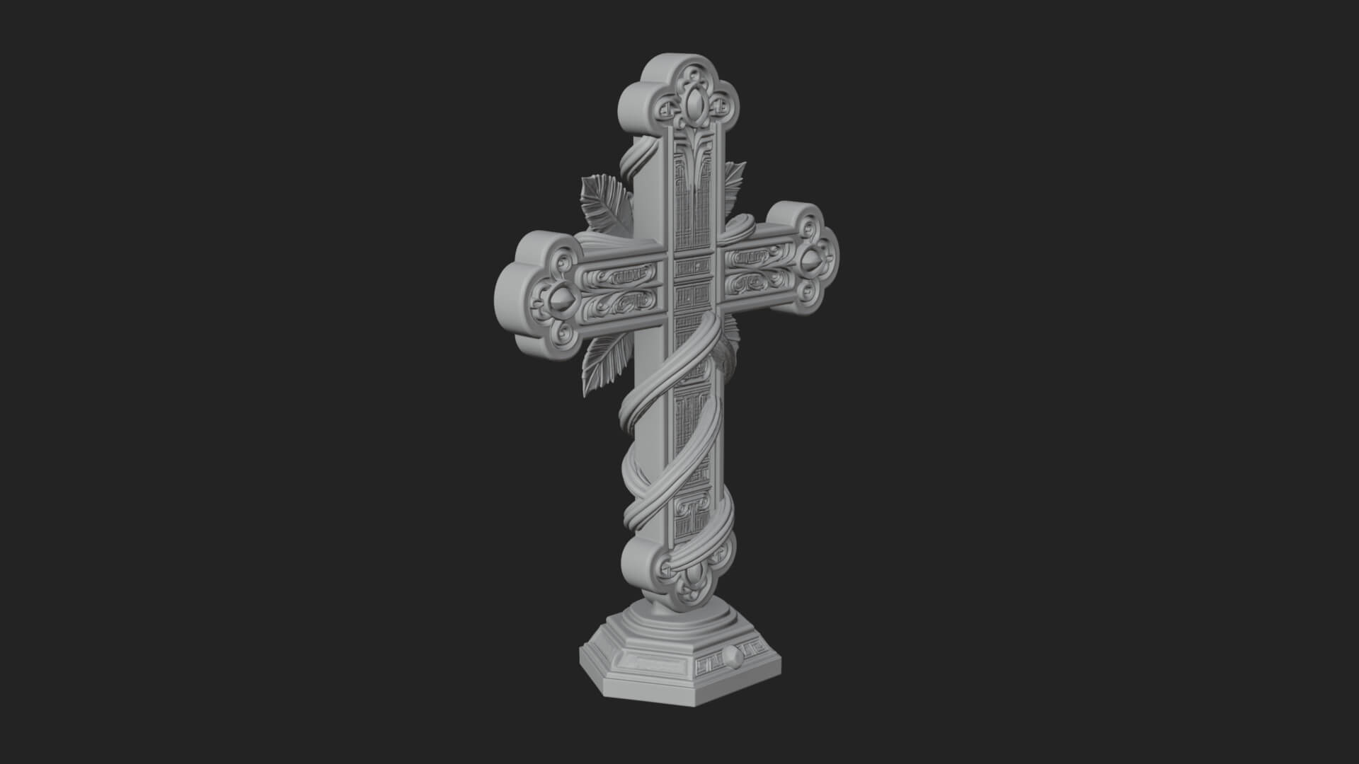 Rose Flower Vine Cross Model Design 4 3D Print Model 3D Model