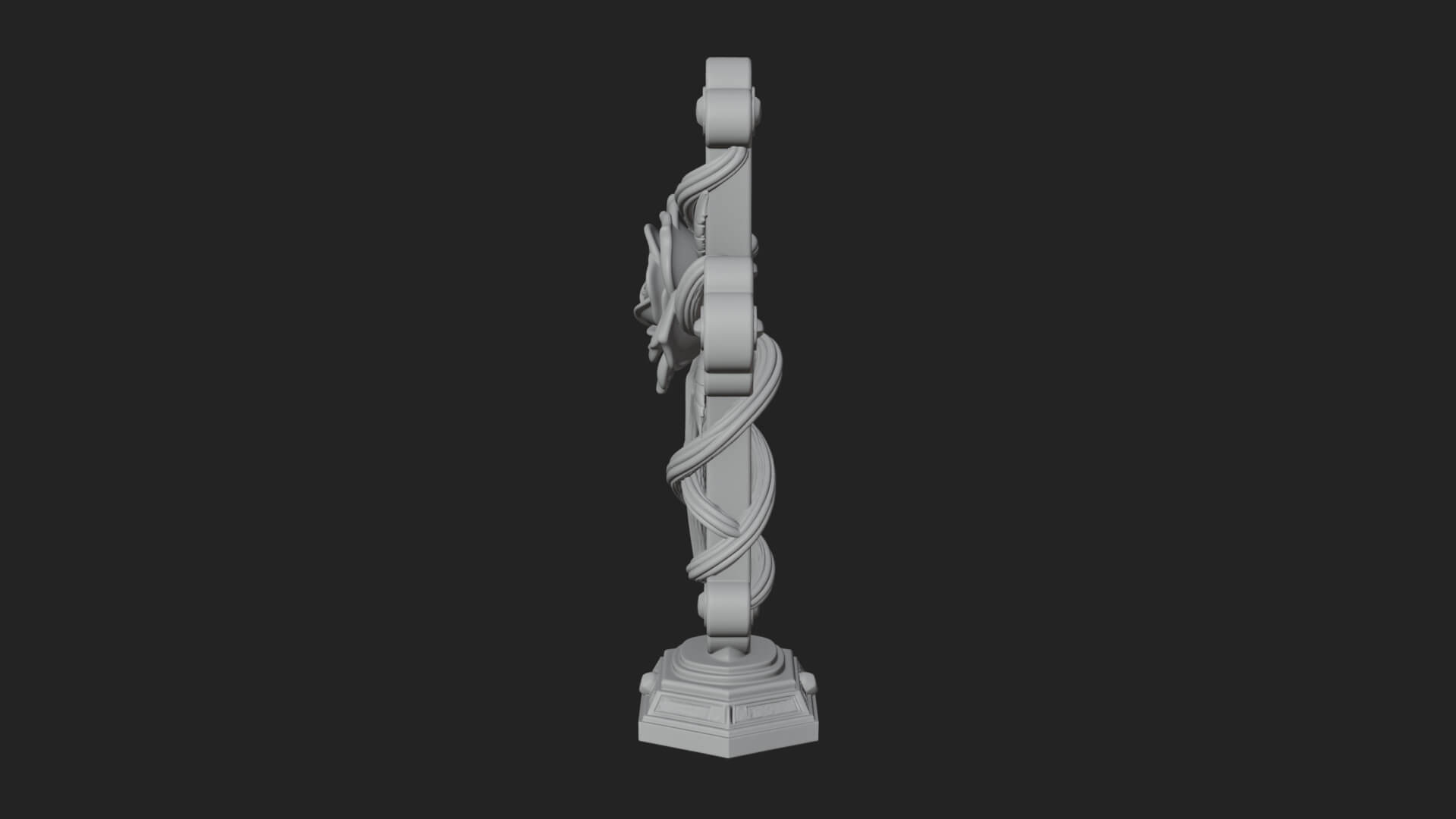Rose Flower Vine Cross Model Design 4 3D Print Model 3D Model