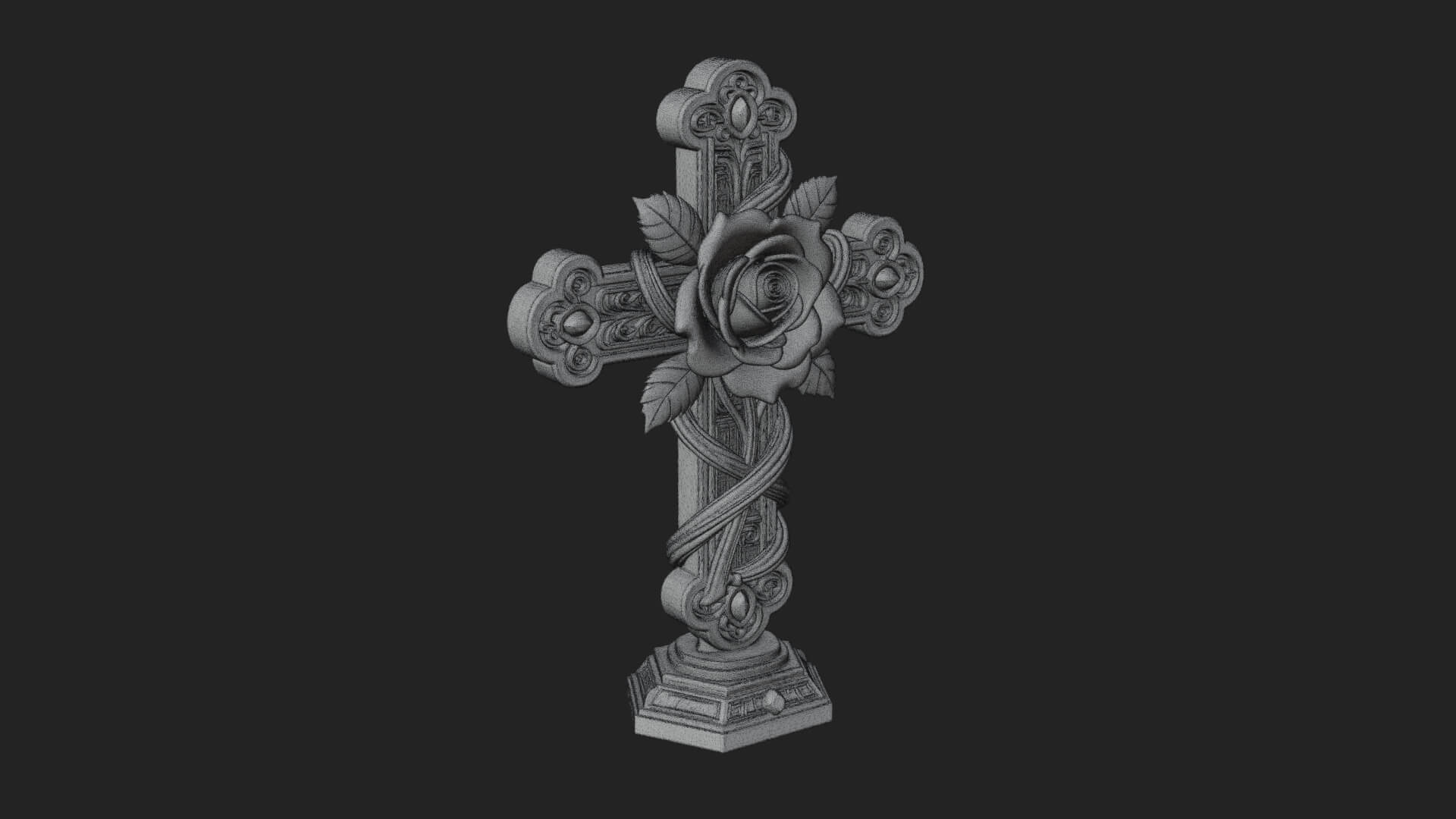 Rose Flower Vine Cross Model Design 4 3D Print Model 3D Model