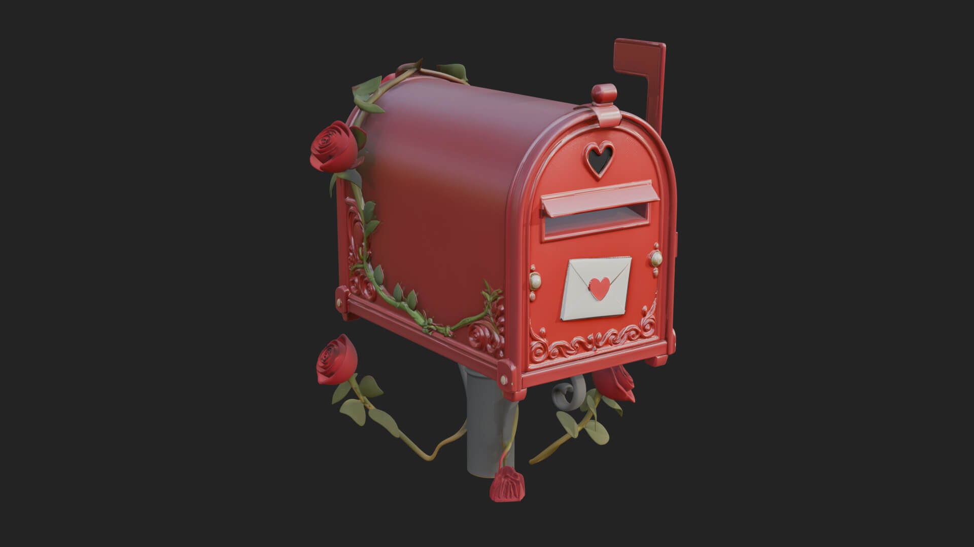 Rose Flower Vine Mailbox Model Design 1 3D Print Model 3D Model