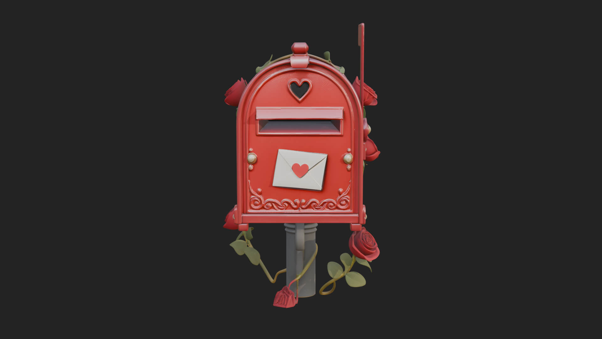 Rose Flower Vine Mailbox Model Design 1 3D Print Model 3D Model