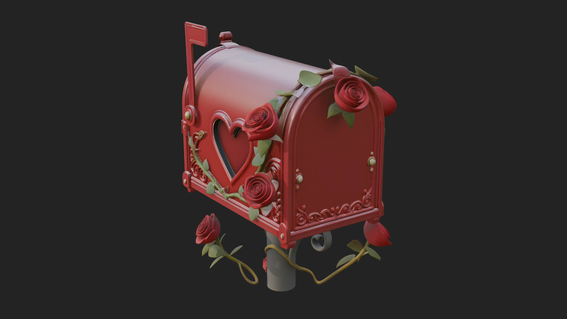 Rose Flower Vine Mailbox Model Design 1 3D Print Model 3D Model
