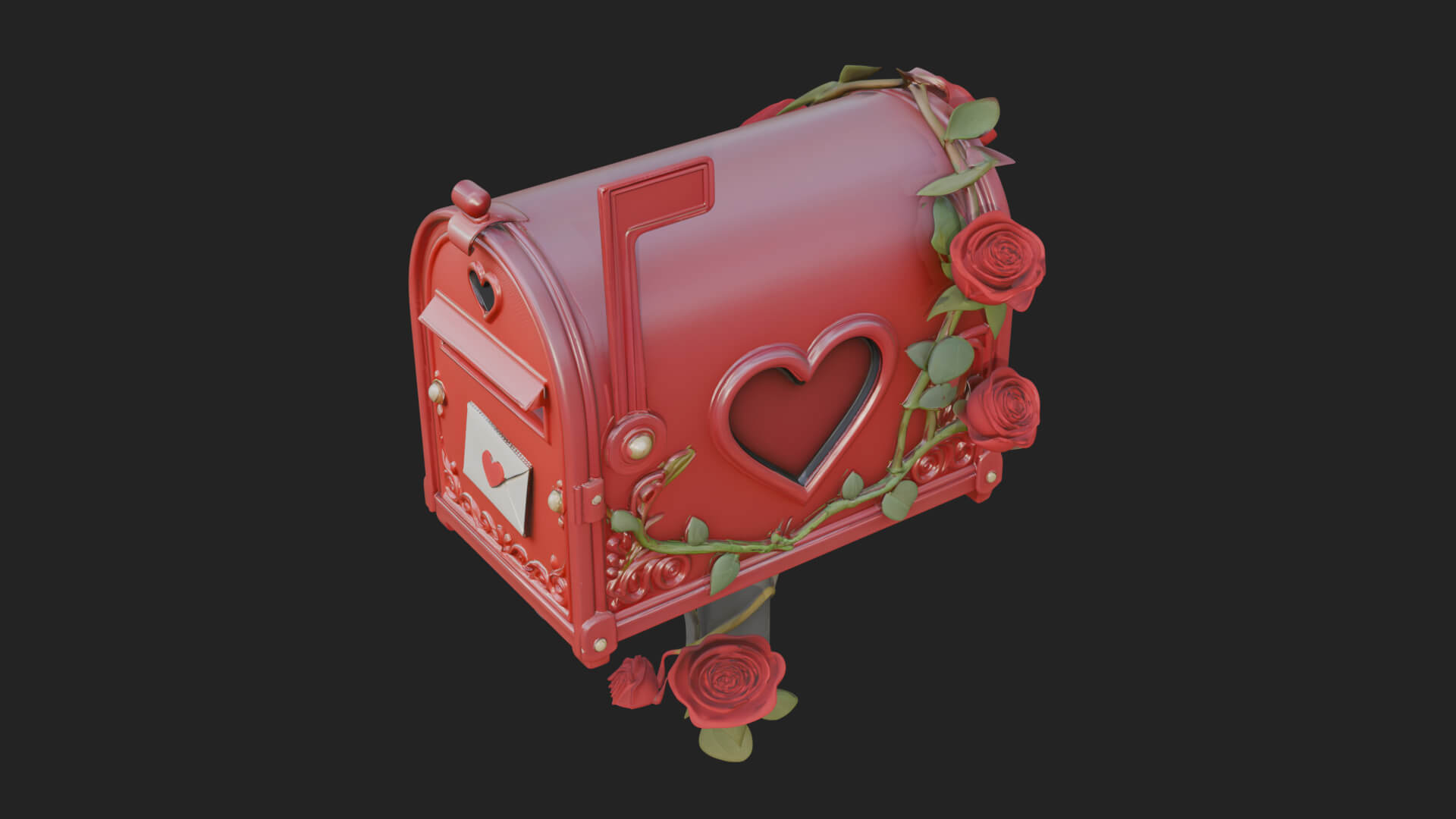 Rose Flower Vine Mailbox Model Design 1 3D Print Model 3D Model