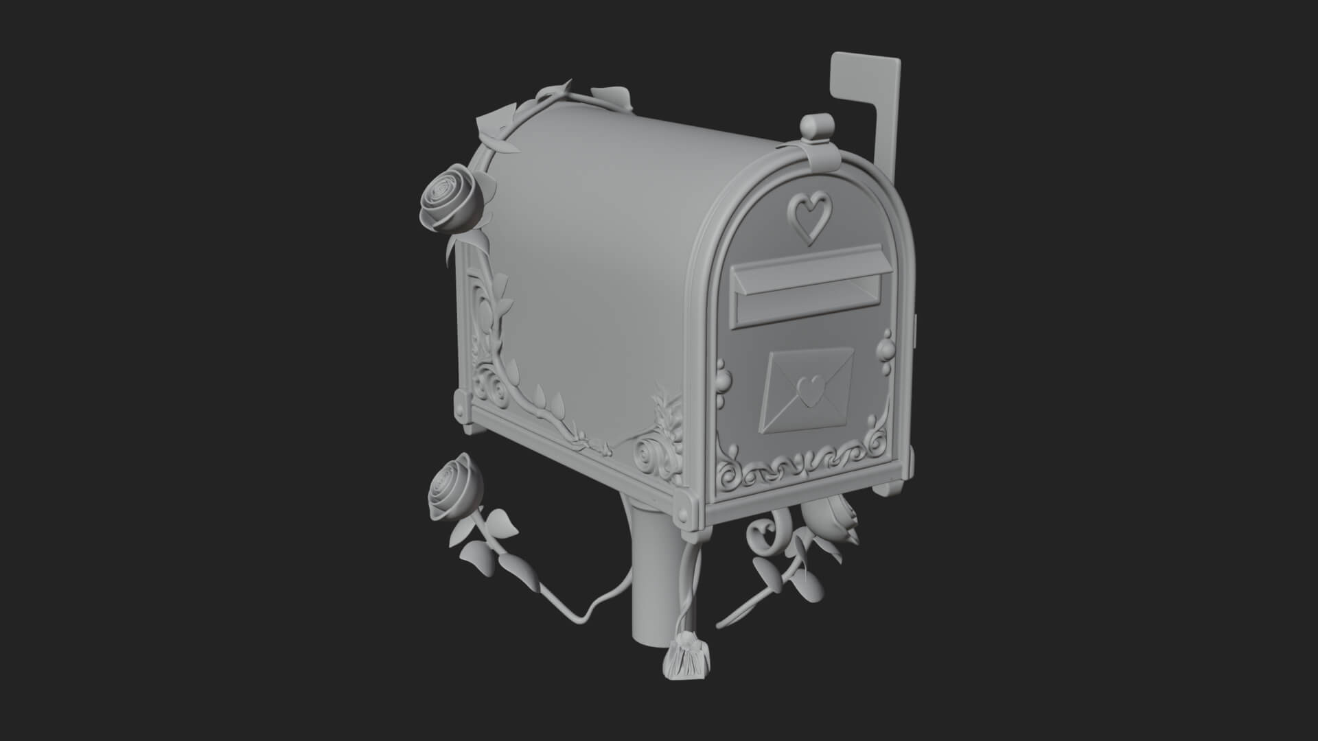 Rose Flower Vine Mailbox Model Design 1 3D Print Model 3D Model
