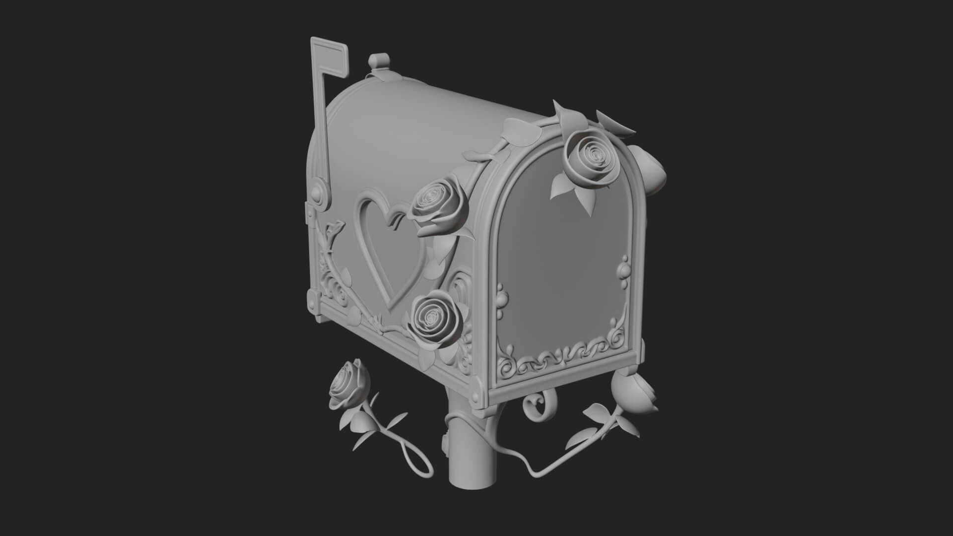 Rose Flower Vine Mailbox Model Design 1 3D Print Model 3D Model
